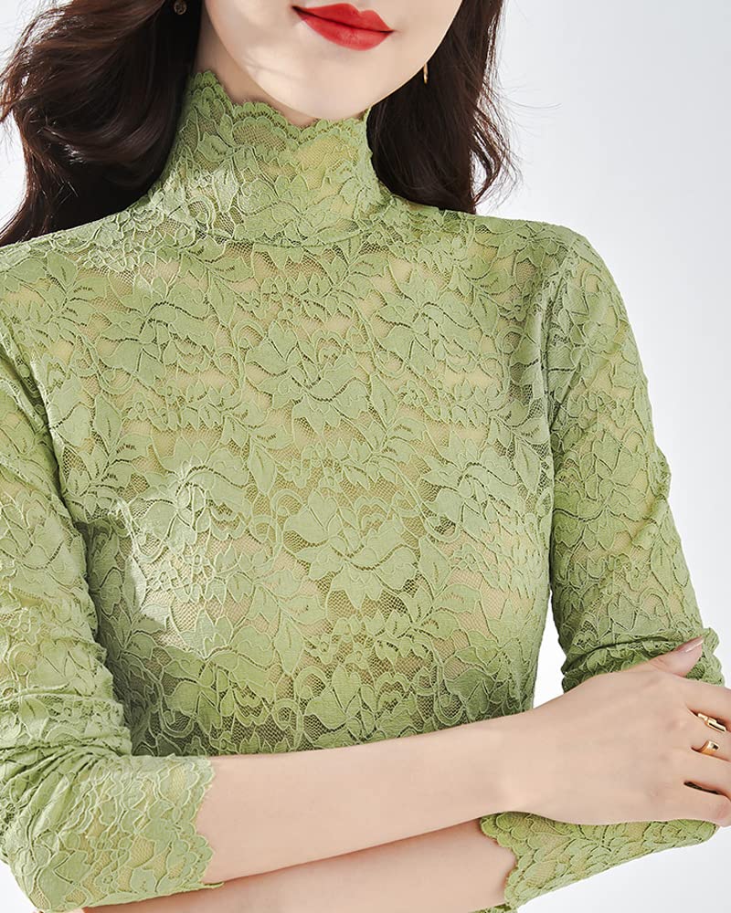 Floral Lace Long Sleeve Blouse with Camisole - Women's Plus Size Summer Top with Eyelash Trim for Casual & Dressy Outfits | Perfect for Date Nights, Office Wear & Special Occasions