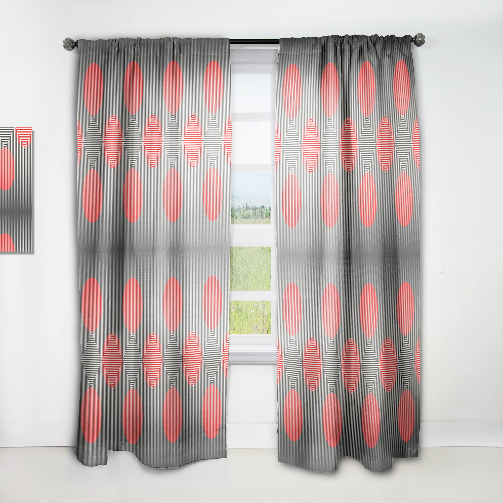 DesignQ Modern Geometric Circle & Line Pattern Thermal Insulated Curtains - Single Panel 52x90 Inches - Blackout Drapes for Bedroom & Living Room - Perfect for Home Decor, Privacy & Energy Efficiency