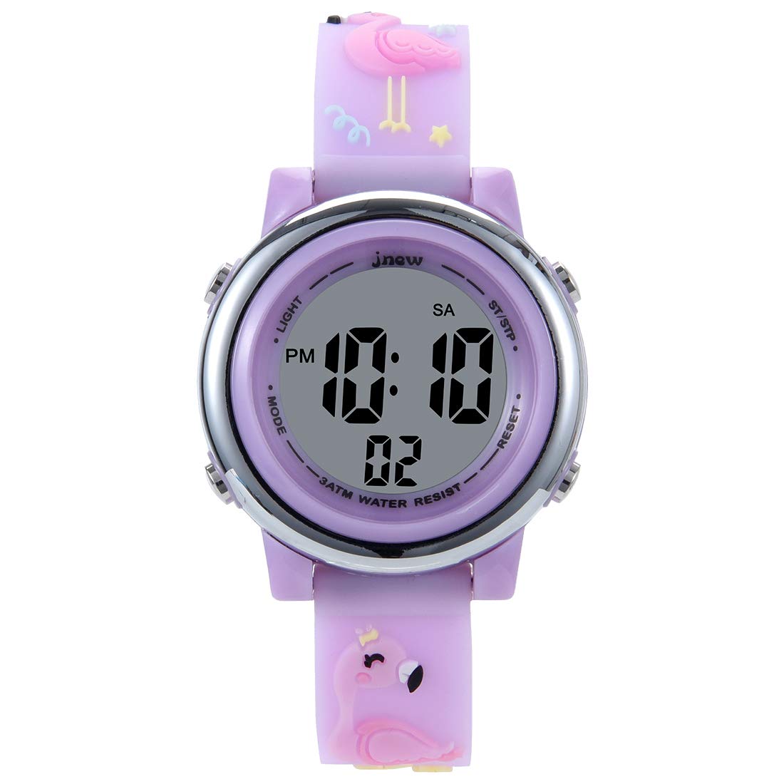 **Kids Digital Sports Watch for Boys & Girls - Waterproof LED Timer with 7 Color Backlight, 3D Cartoon Silicone Band - Perfect for Outdoor Play, Swimming & School Activities**