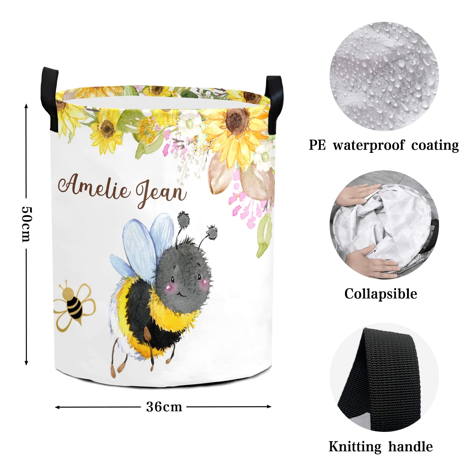 Waterproof Oxford Fabric Storage Bin - Floral Insects Bee Design for Laundry Hamper, Toy Organizer, Gift Basket | Perfect for Bedroom, Nursery & Closet Organization | Multi-Purpose Home Storage Solution