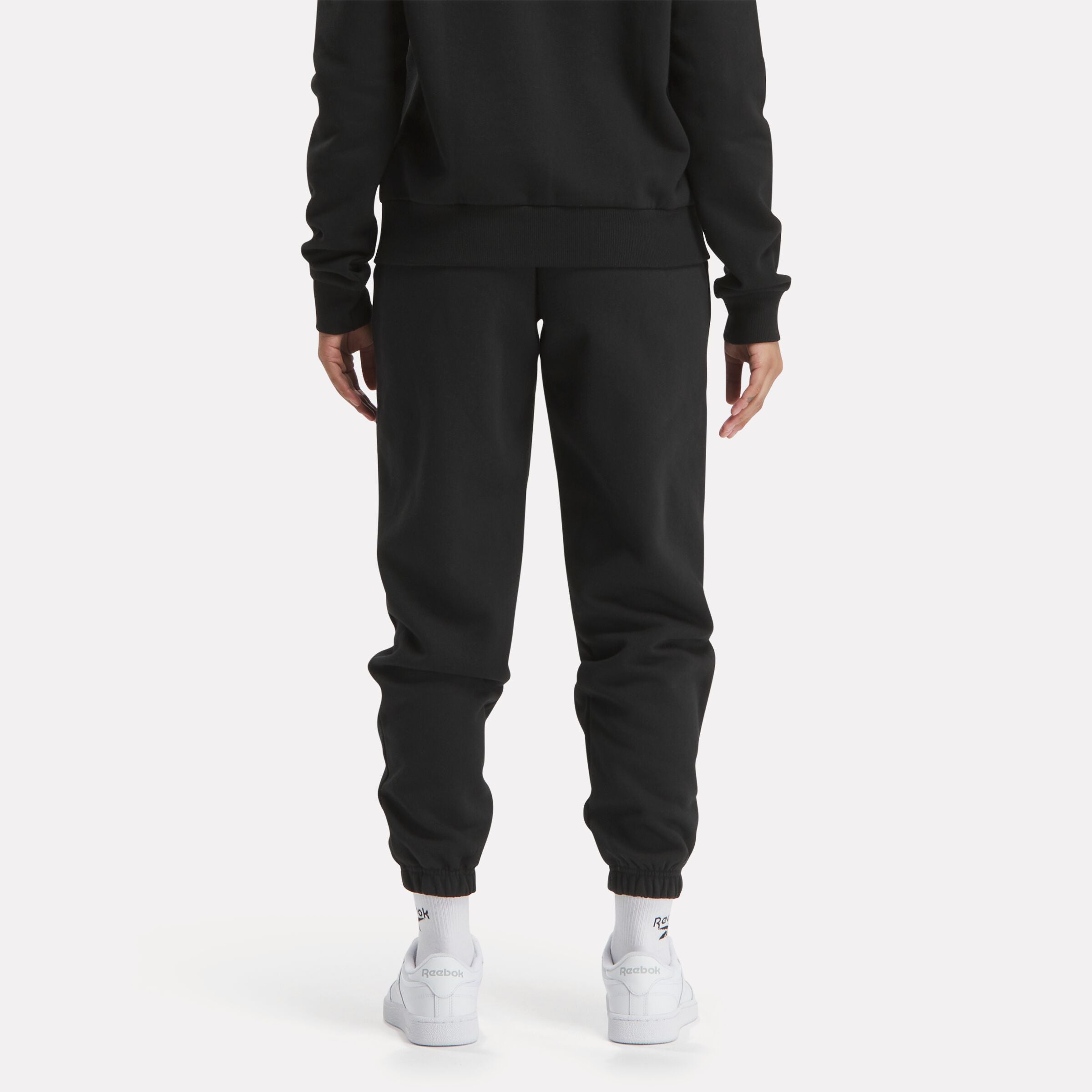Reebok Identity Small Logo Fleece Joggers for Men - Soft Black Sweatpants with Elastic Waistband | Comfortable Lounge Pants for Gym, Running & Casual Wear