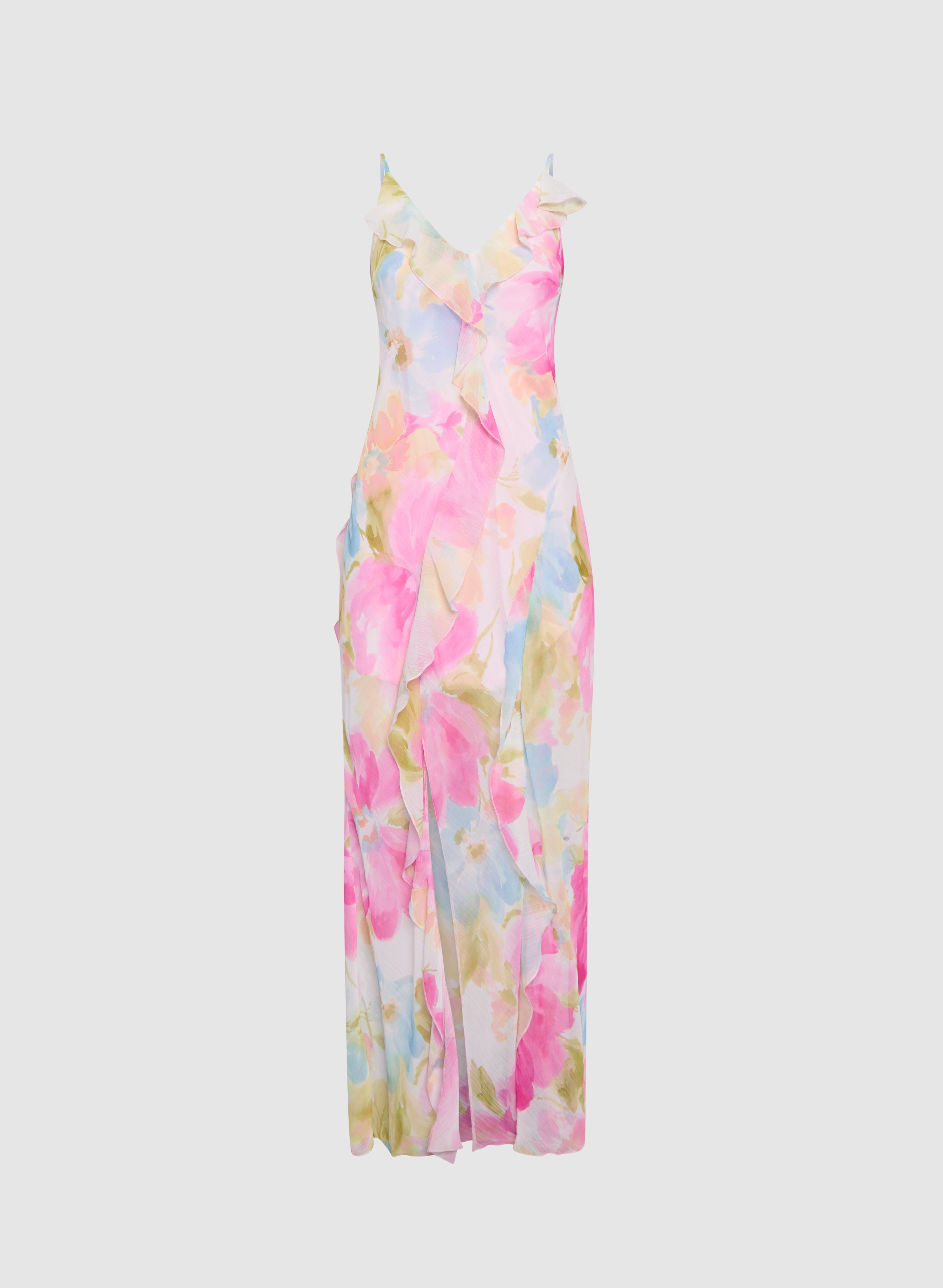 Elegant Floral Ruffle Dress for Women - Summer Boho Maxi Dress with Flowy Skirt | Perfect for Beach Vacations, Date Nights & Garden Parties