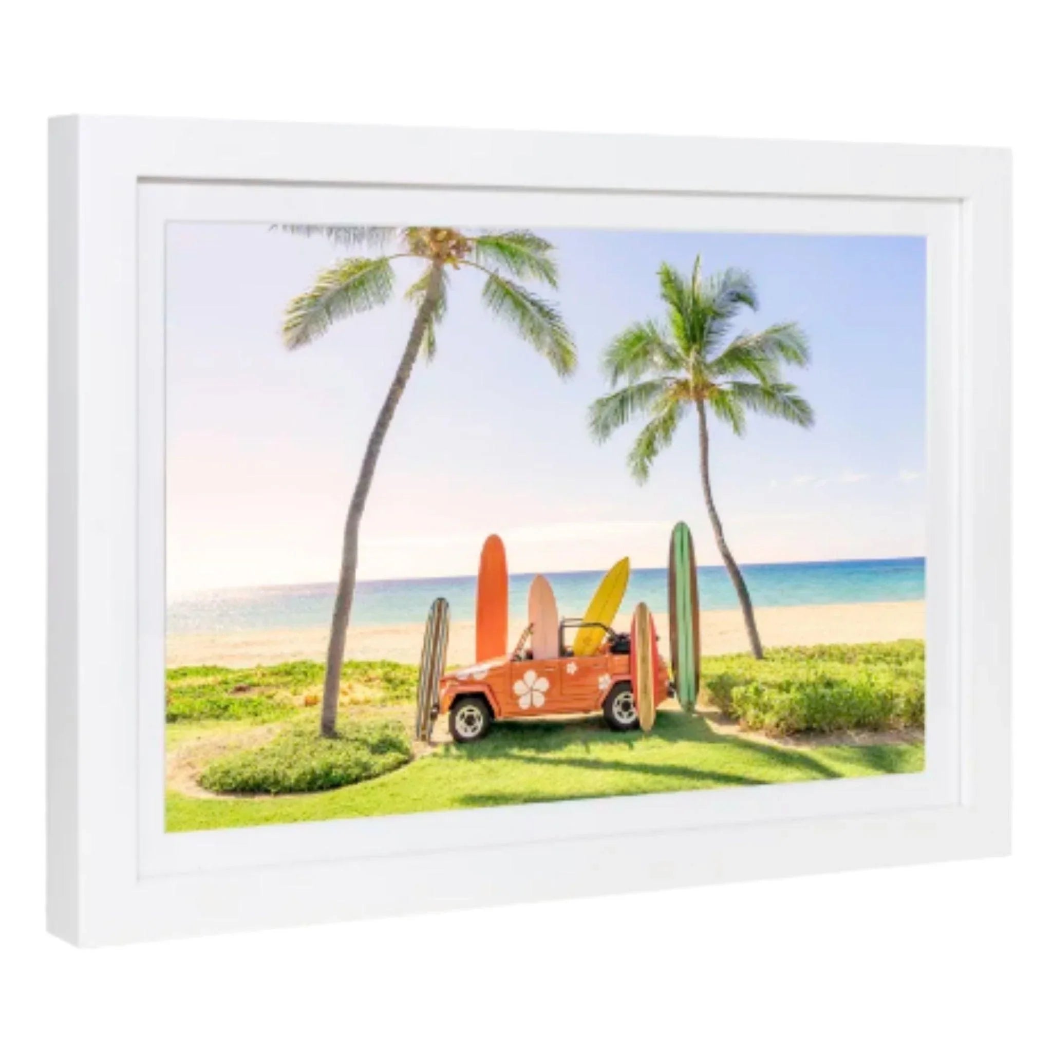 Gray Malin Mauna Kea Mini Framed Beach Buggy Print - Tropical Wall Art for Home, Office & Beach House Decor