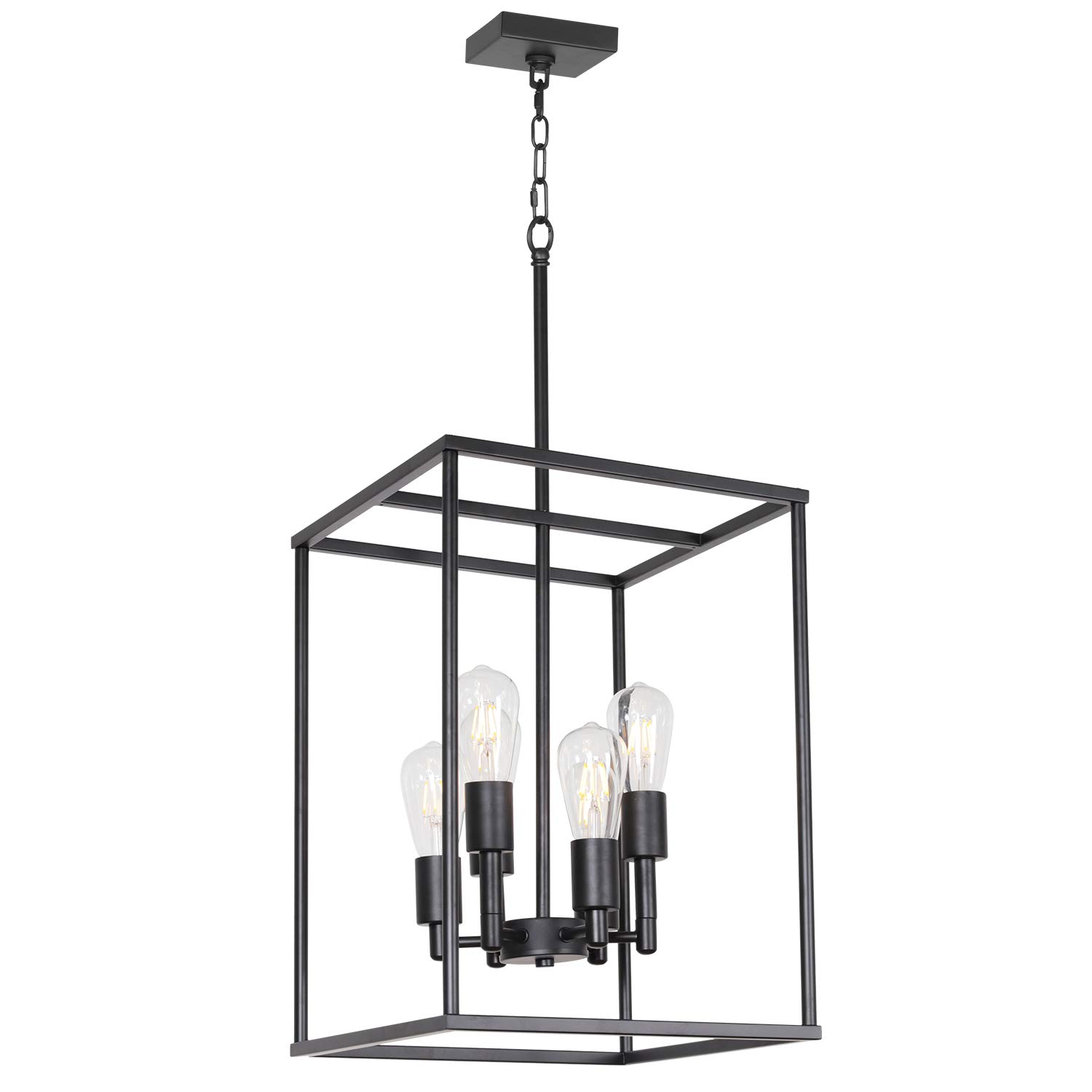 VINLUZ 6-Light Black Farmhouse Chandelier with Square Cage Shades - Classic Foyer Pendant Lighting for Kitchen, Dining Room, Entryway | Rustic Home Decor, Perfect for Farmhouse & Industrial Style Interiors
