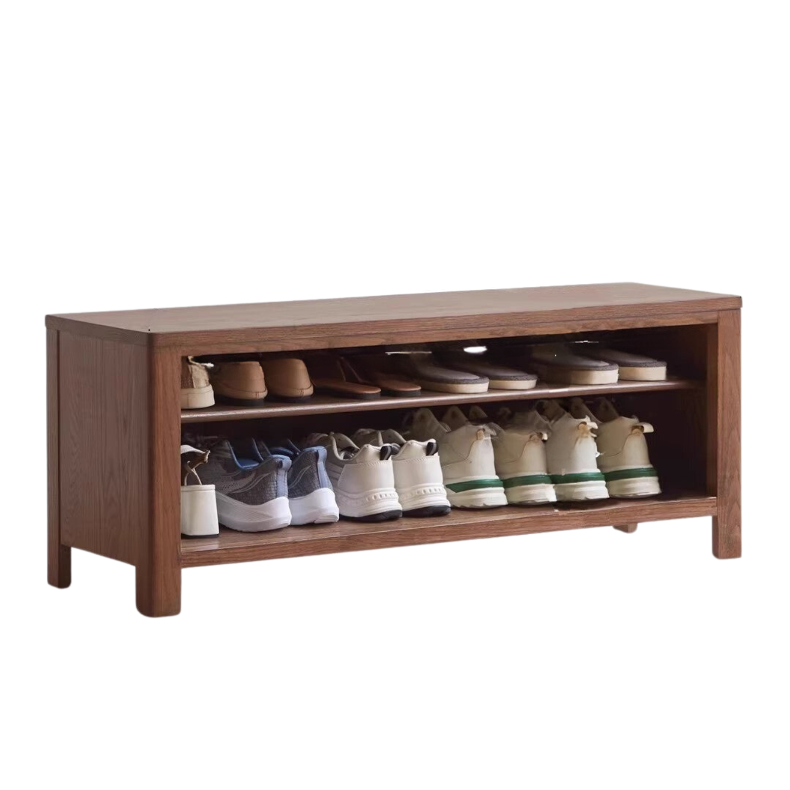 40.1x14.1x16.5 inch / 102x36x42 cm) / Walnut color / Shoe changing stool