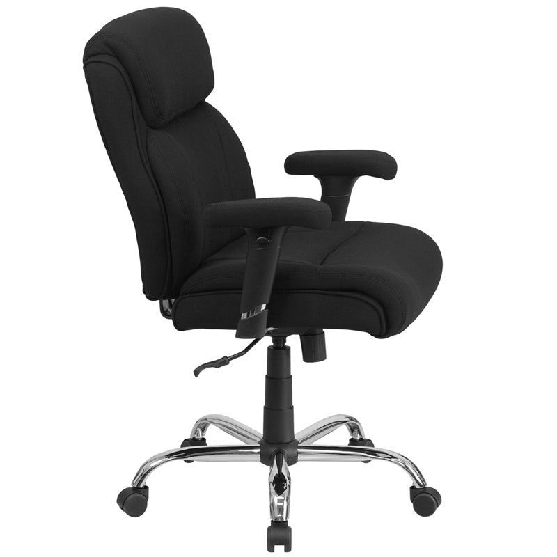 FLASH HERCULES Series Big & Tall Office Chair - 400 lb Weight Capacity, Ergonomic Black Fabric Task Chair with Adjustable Arms & Line Stitching - Perfect for Home Office, Gaming & Workspaces