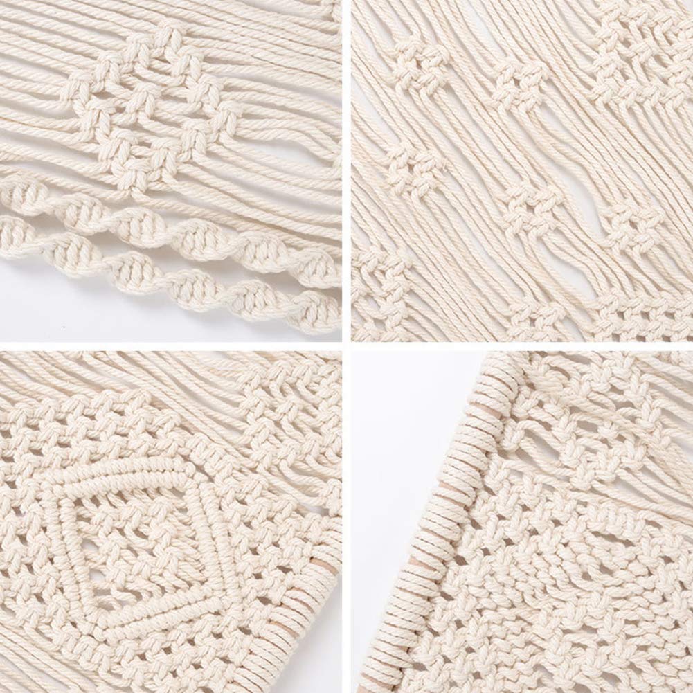 Handmade Macrame Wall Hanging Shelf - Boho Wooden Shelf Organizer with Rope Hanger for Plants | Home Decor for Living Room, Bedroom & Boho Style Spaces