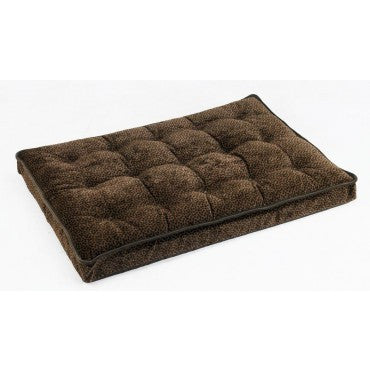 Luxury Dog Crate Mattress with Chocolate Bones Design - Microvelvet Comfort & Walnut Trim for Bowsers - Perfect for Pet Beds, Crates & Travel Carriers