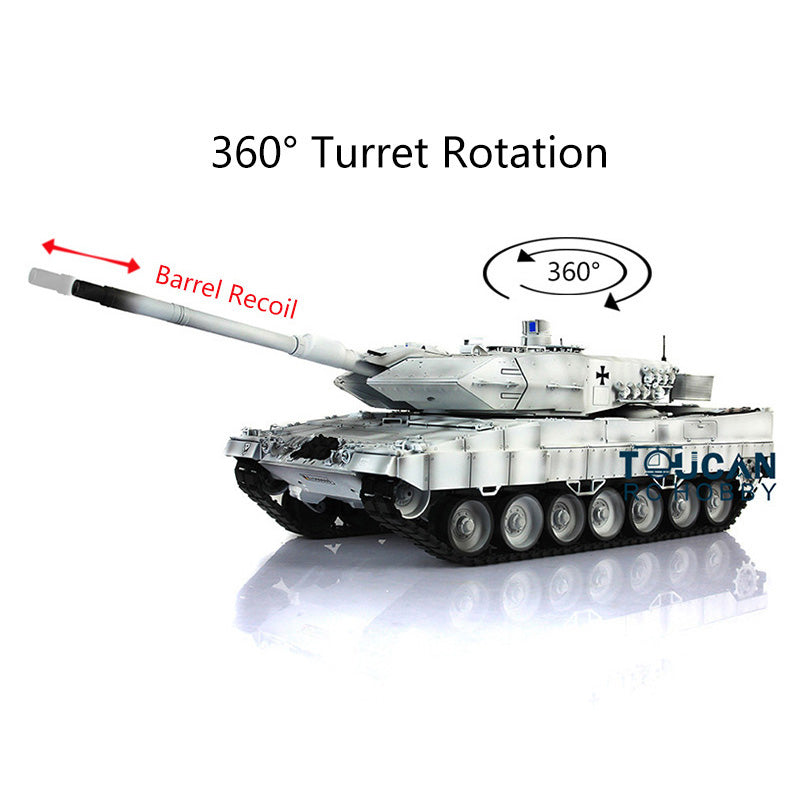 Heng Long 1/16 Scale TK7.0 Leopard 2A6 RC Main Battle Tank with 360° Rotating Turret, Barrel Recoil, Airsoft BBs, Smoke, Light & Sound Effects - Remote Control Military Tank for Outdoor Play, Collecting & Battle Simulation