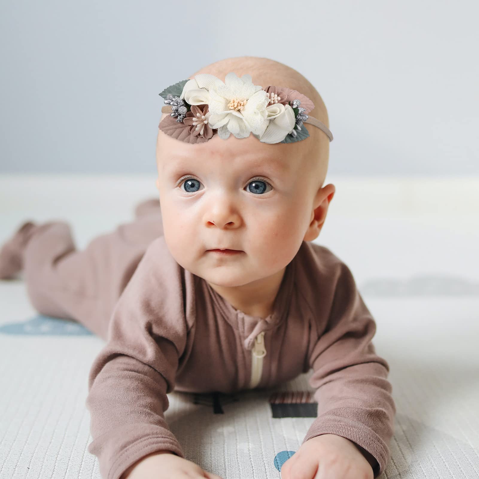 GALPADA 6-Piece Newborn Baby Girl Headbands Set - Lace Headwraps with Flower Bows, Soft Elastic Hair Bands for Infants (0-24 Months) | Perfect for Photoshoots, Baptisms, Birthday Parties & Special Occasions