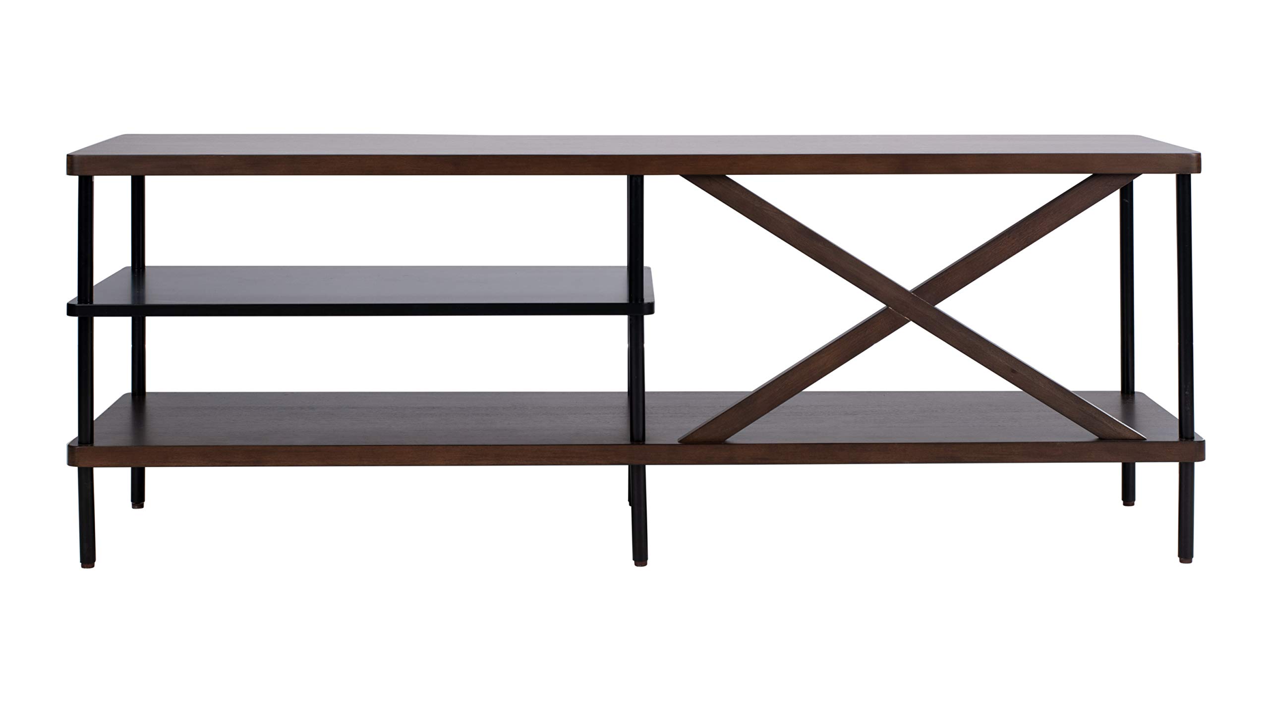 Safavieh Bruno Industrial Walnut & Black TV Stand with Storage Shelves - Modern Media Console for Living Room, Bedroom, or Home Office