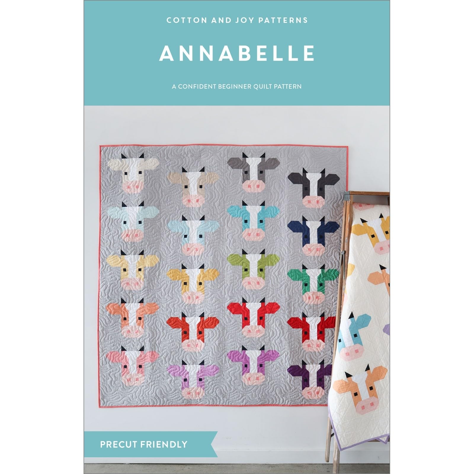 Annabelle Cow Quilt Pattern for Beginners - Easy Cotton Quilting Project with Precut Fabric - Perfect for Baby Blankets, Home Decor & DIY Gifts