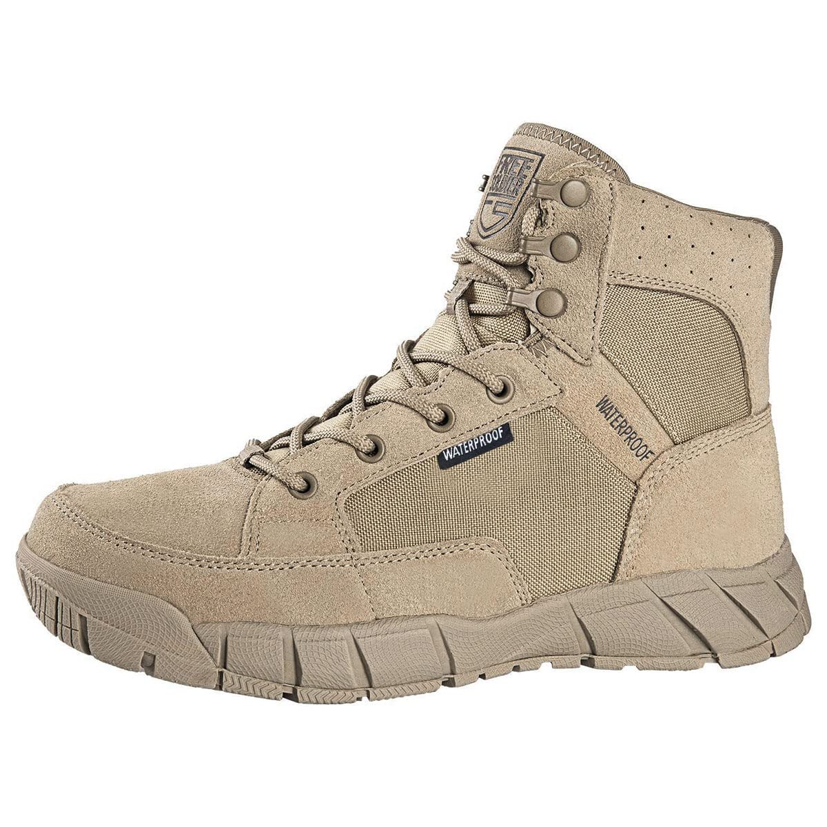 FREE SOLDIER Men's 6-Inch Waterproof Tactical Hiking Boots - Military Work Boots for Outdoor, Desert & Rough Terrain - Ideal for Hiking, Hunting & Construction Work