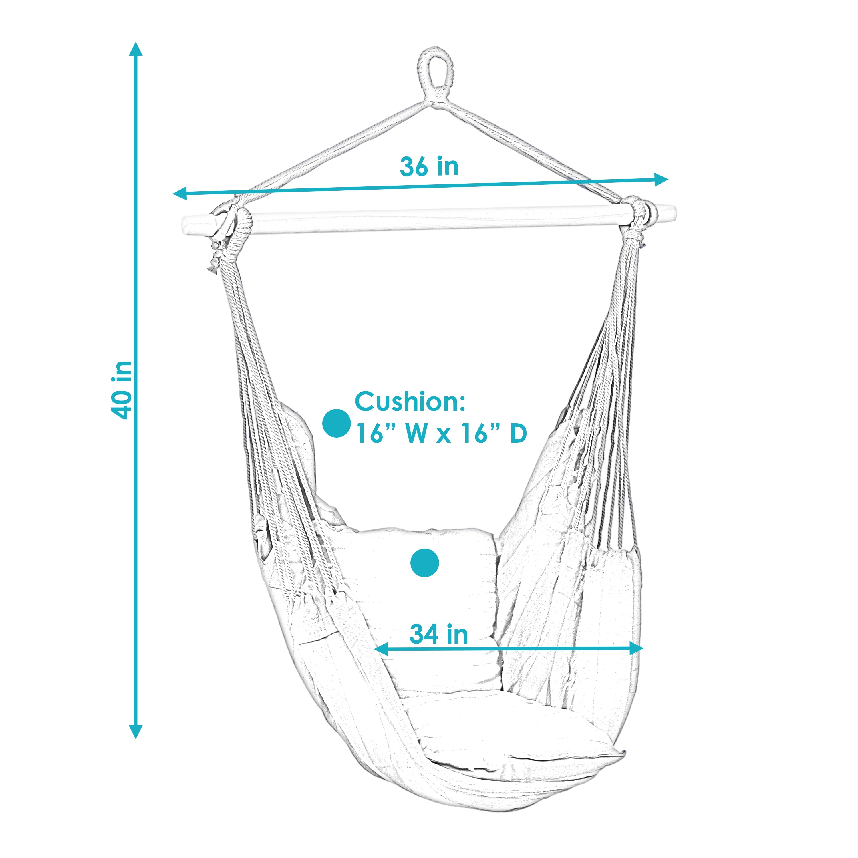 Comfortable Sunnydaze Outdoor Hanging Hammock Chair Swing with 2 Soft Cushions - Perfect for Porch, Patio, Garden & Backyard Relaxation