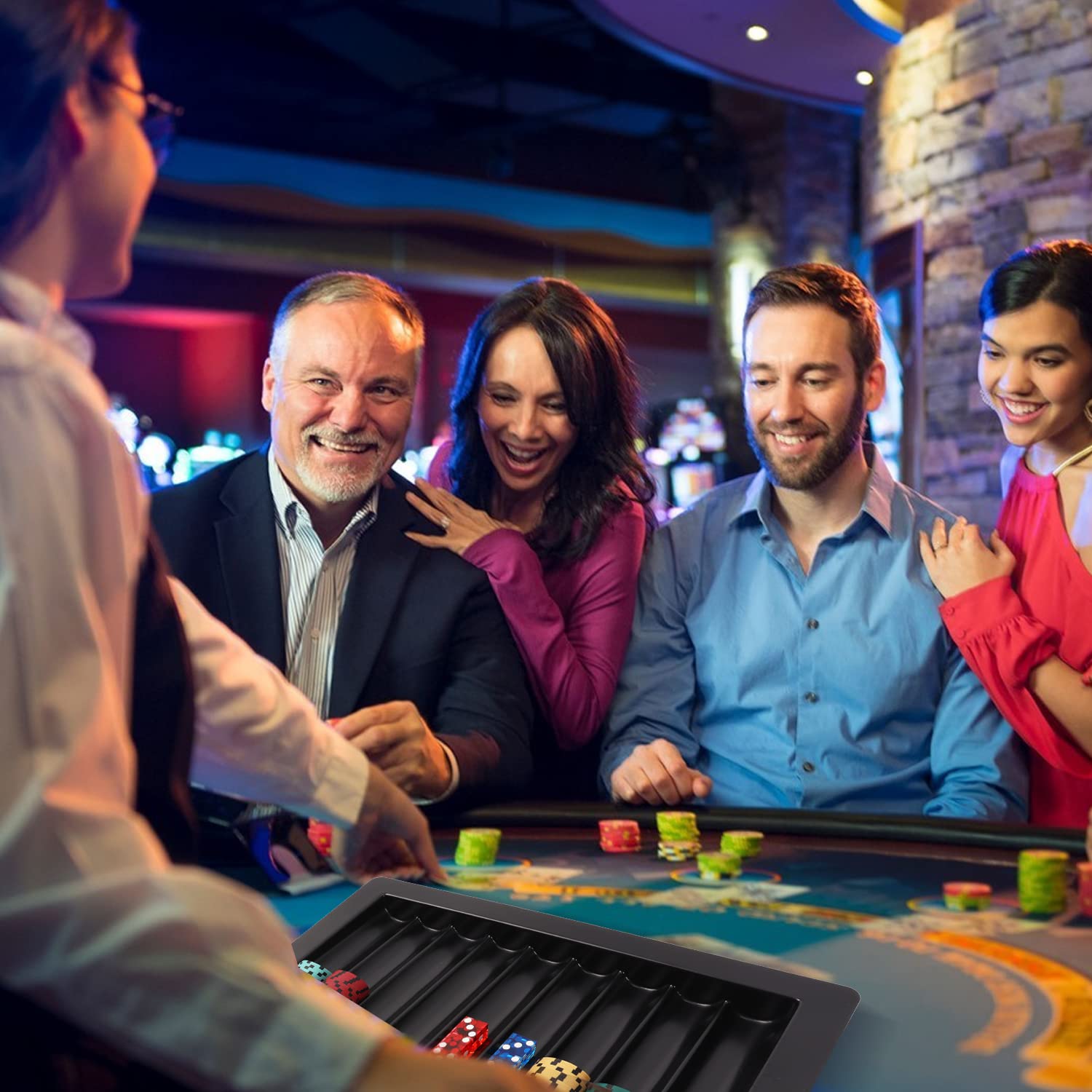 Professional Casino Poker Chip Tray - Las Vegas Style Dealer Table Chips Holder for Poker Games, Casino Nights & Home Poker Tournaments