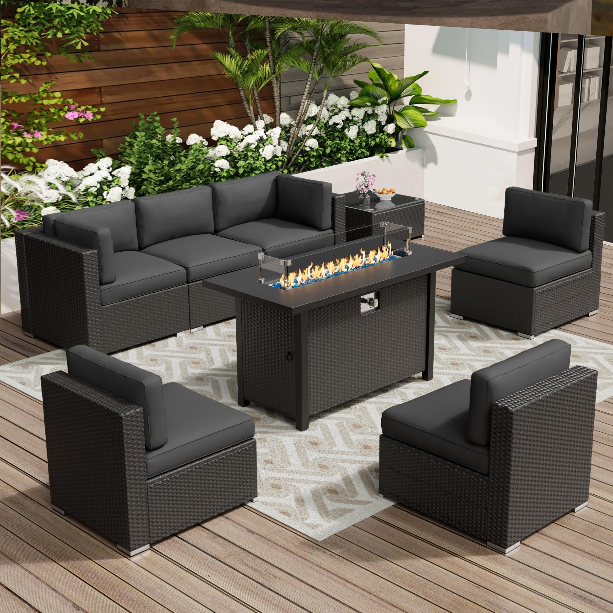 8-Piece Outdoor Patio Furniture Set with 45