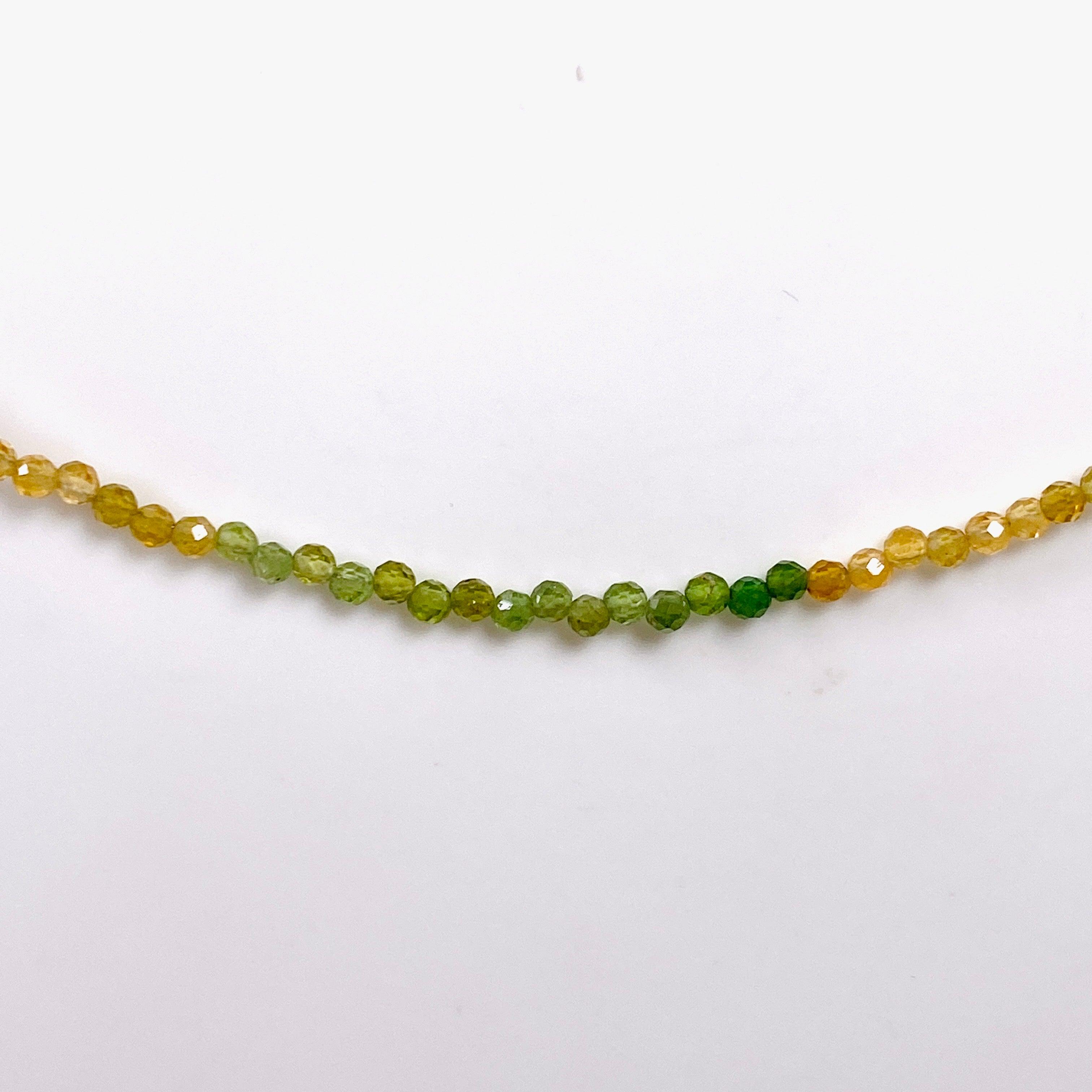 Green and Yellow Tourmaline Micro Bead Necklace - Elegant Handmade Jewelry for Women, Gift for Her, Perfect for Parties & Special Occasions