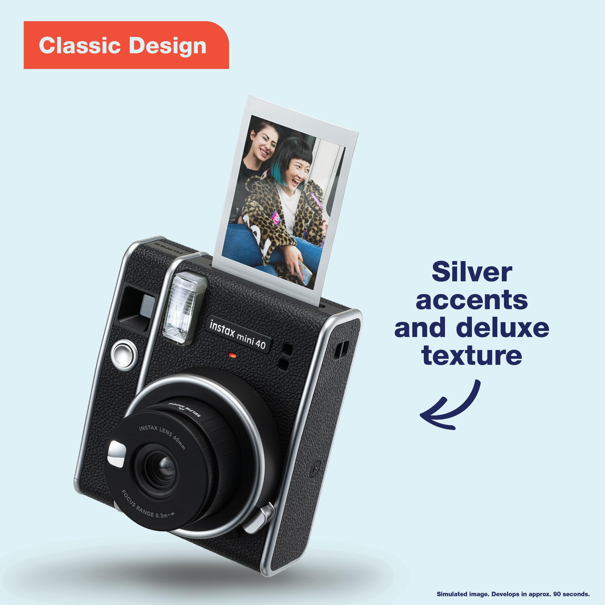 Fujifilm Instax Mini 40 Instant Camera - Black | Instant Film Camera for Travel, Parties & Memories | Perfect Gift for Teens & Adults