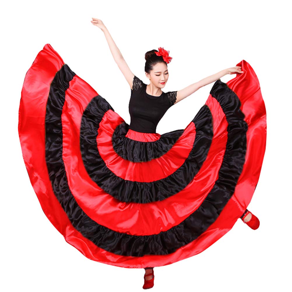Lontakids Women's Spanish Bull Dance Skirt - Big Swing Flamenco Belly Dance Costume for Performances, Parties & Festivals