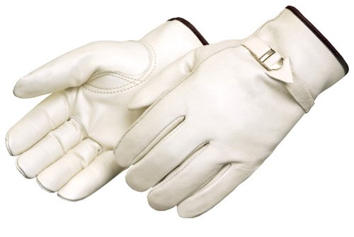 Premium Grain Cowhide Leather Driver Gloves with Leather Pull Strap - Large Size (Pack of 12) by Liberty Glove & Safety - Durable Work Gloves for Construction, Landscaping & Automotive Repair