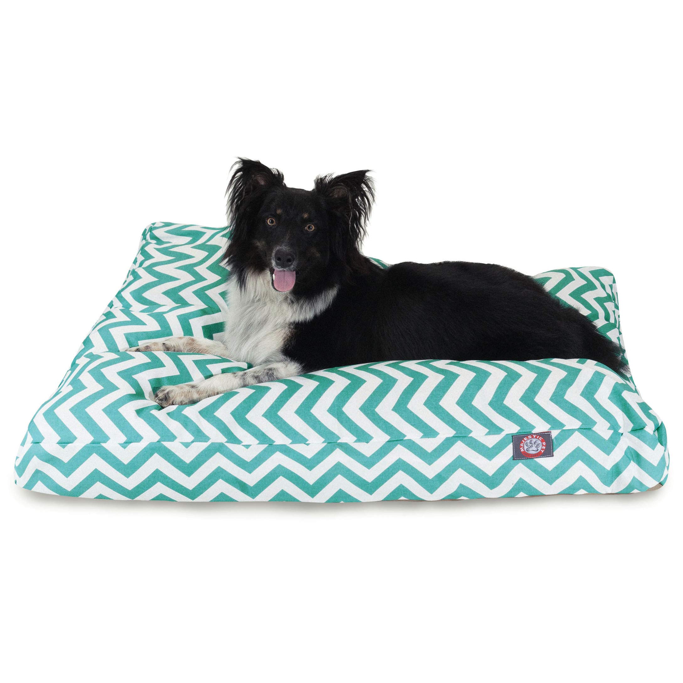 Majestic Pet Chevron Rectangle Washable Dog Bed – Non-Slip Comfortable Pet Bed with Removable Cover – Large Teal Polyester Fiber Kennel Bed for Dogs – Perfect for Crates, Sleeping & Indoor Use