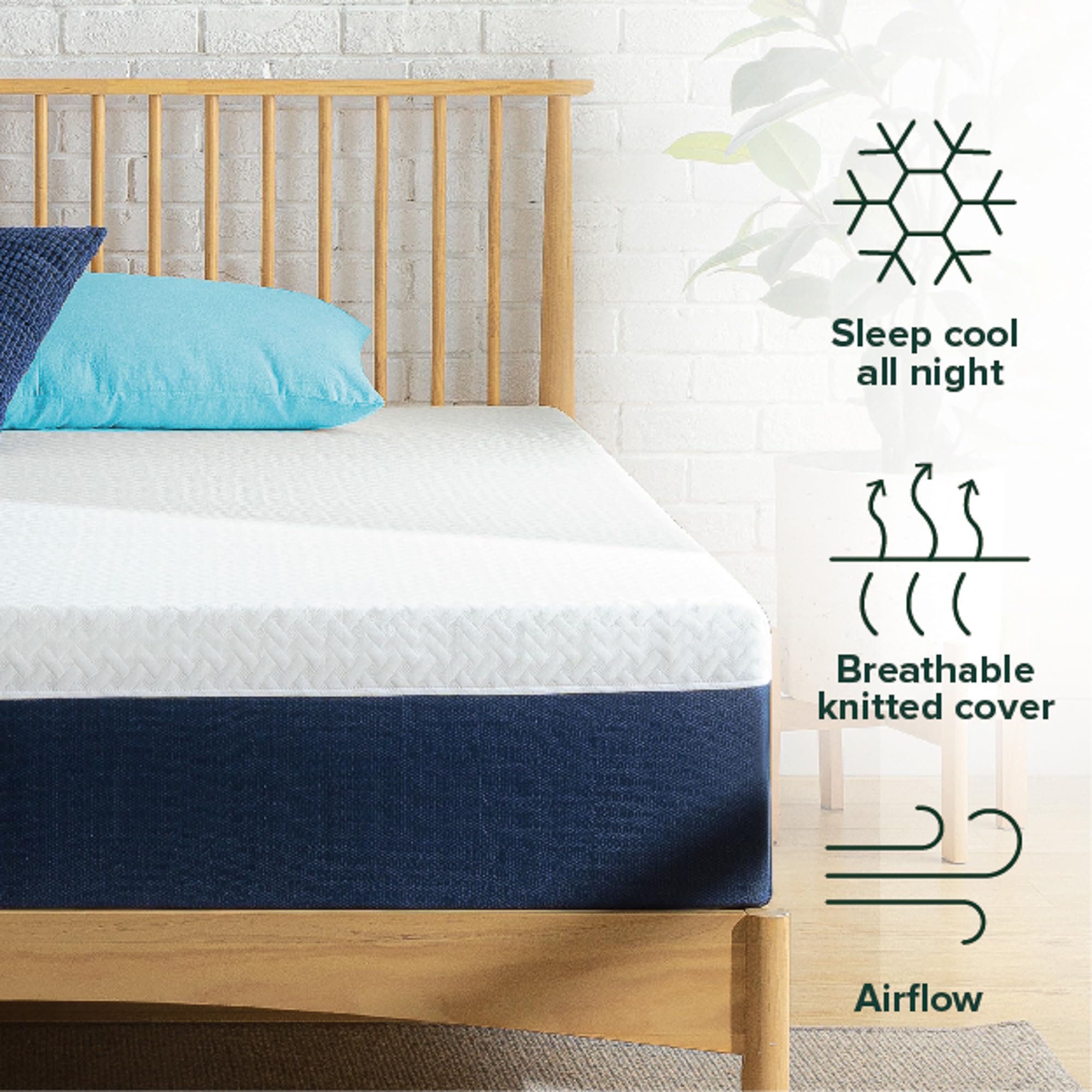 ZINUS 10 Inch Cooling Comfort Hybrid Mattress - Queen Size, Fiberglass Free, Medium Firm Support with Motion Isolation | CertiPUR-US Certified Foams & OEKO-TEX Fabric | Bed in a Box for Cool Sleep & Pressure Relief | Perfect for Master Bedrooms, Guest Rooms & Apartments