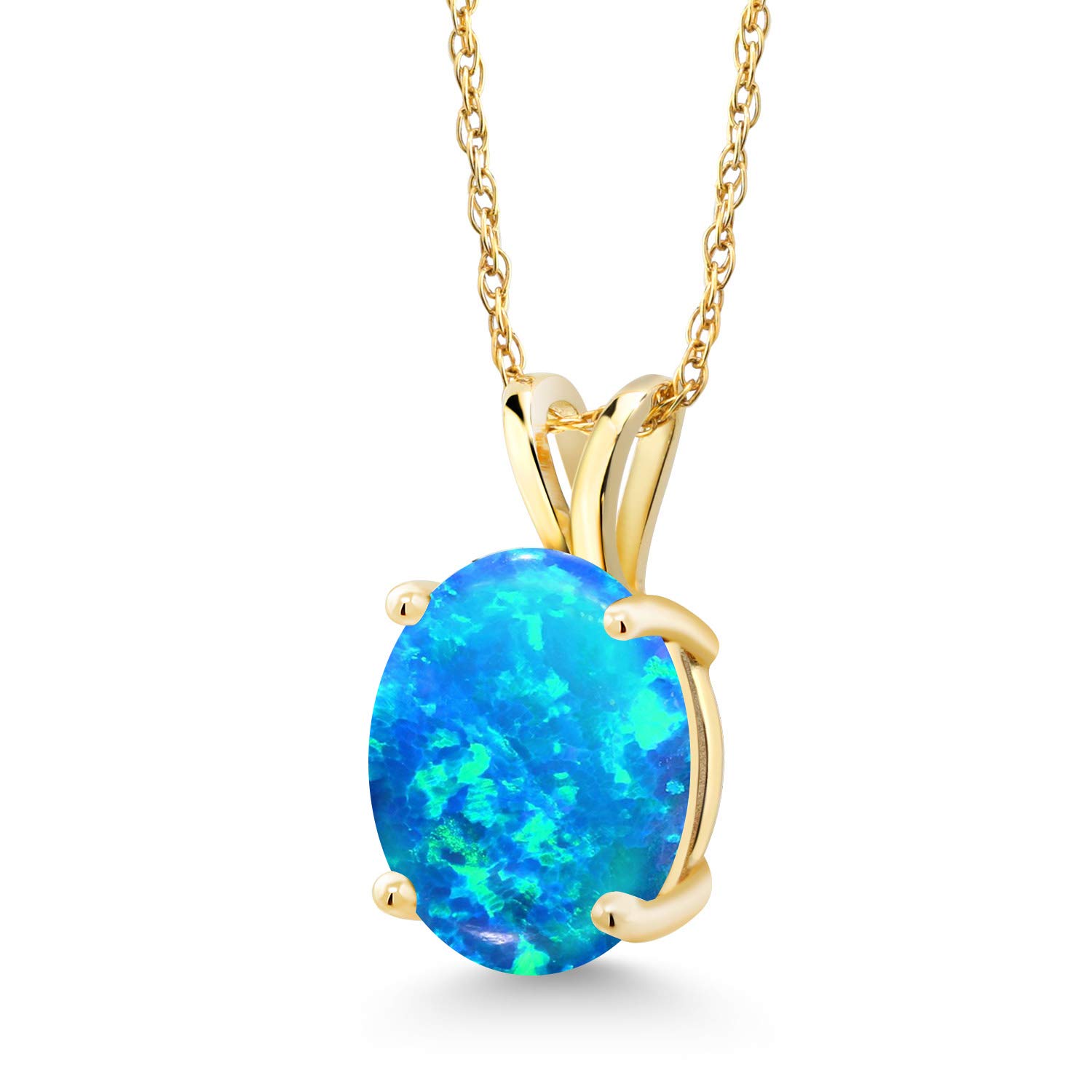 14K Yellow Gold 10X8MM Oval Birthstone Pendant Necklace for Women - Gemstone Jewelry with 18 Inch Chain | Elegant Gift for Mom, Wife, Her | Perfect for Birthdays, Anniversaries & Special Occasions