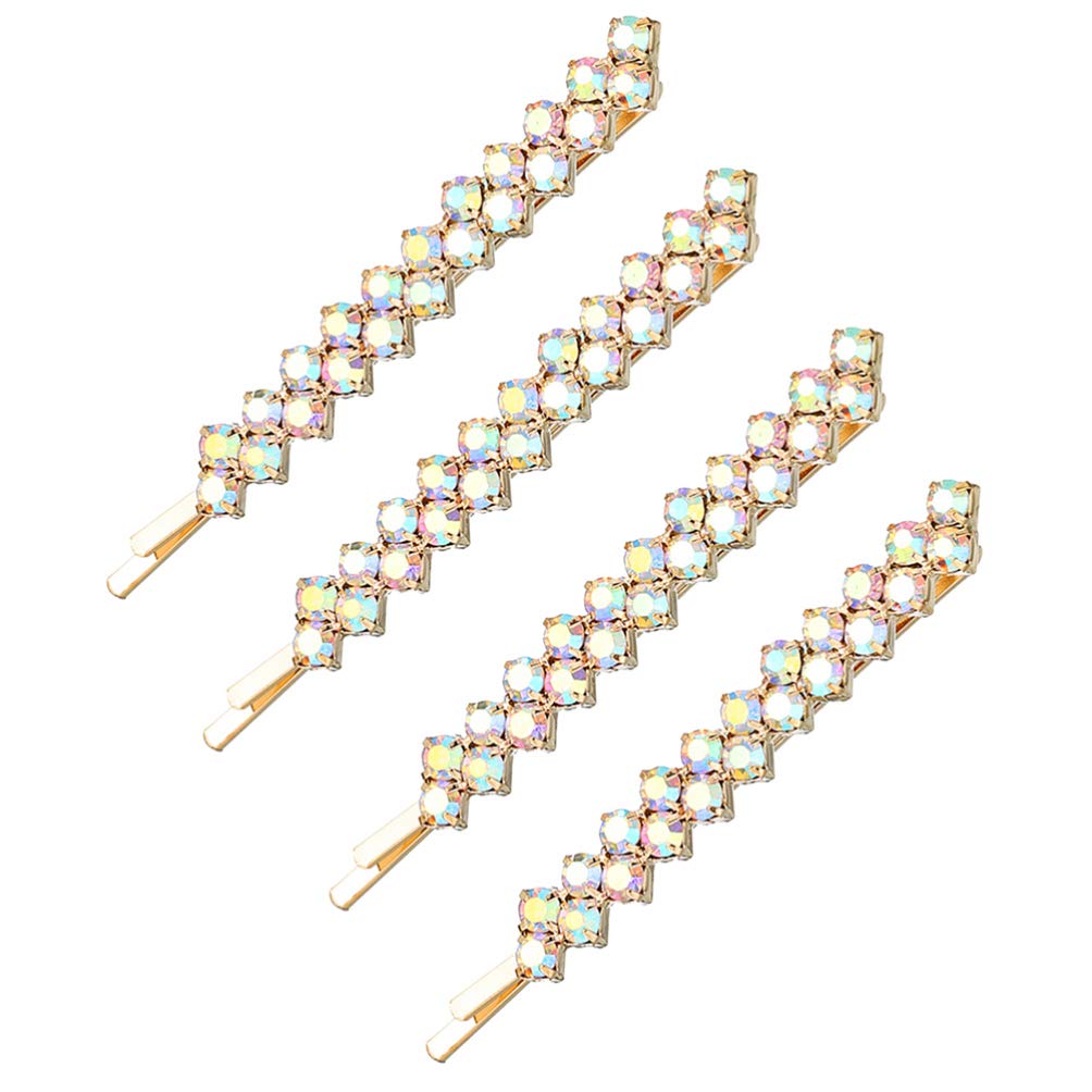 Uonlytech Crystal Rhinestone Hair Clips & Bobby Pins - Silver Alloy Bling Hair Clamps for Women, Girls | Wedding, Party, Prom, Daily Use Hair Accessories
