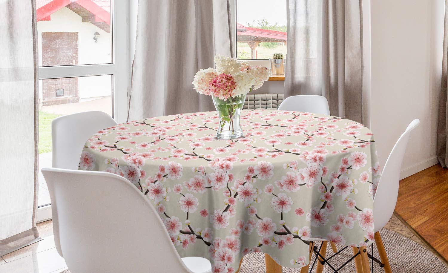 Ambesonne Asian Round Tablecloth 60