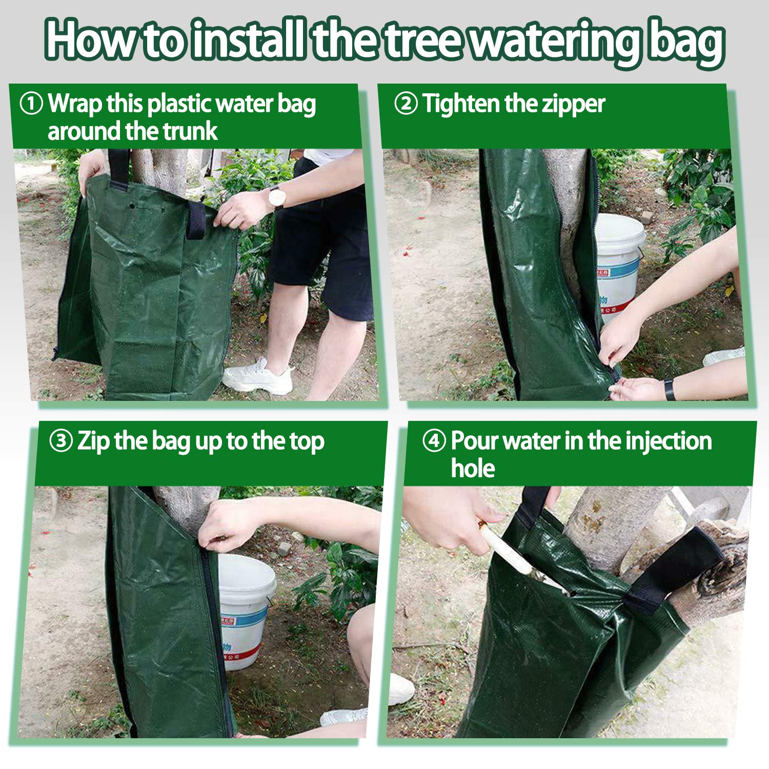 12 Pack 20 Gallon Tree Watering Bags - Reusable Heavy Duty Slow Release Drip Irrigation System for Trees | Premium PVC Plant Watering Bags for Garden, Landscape & Drought Protection