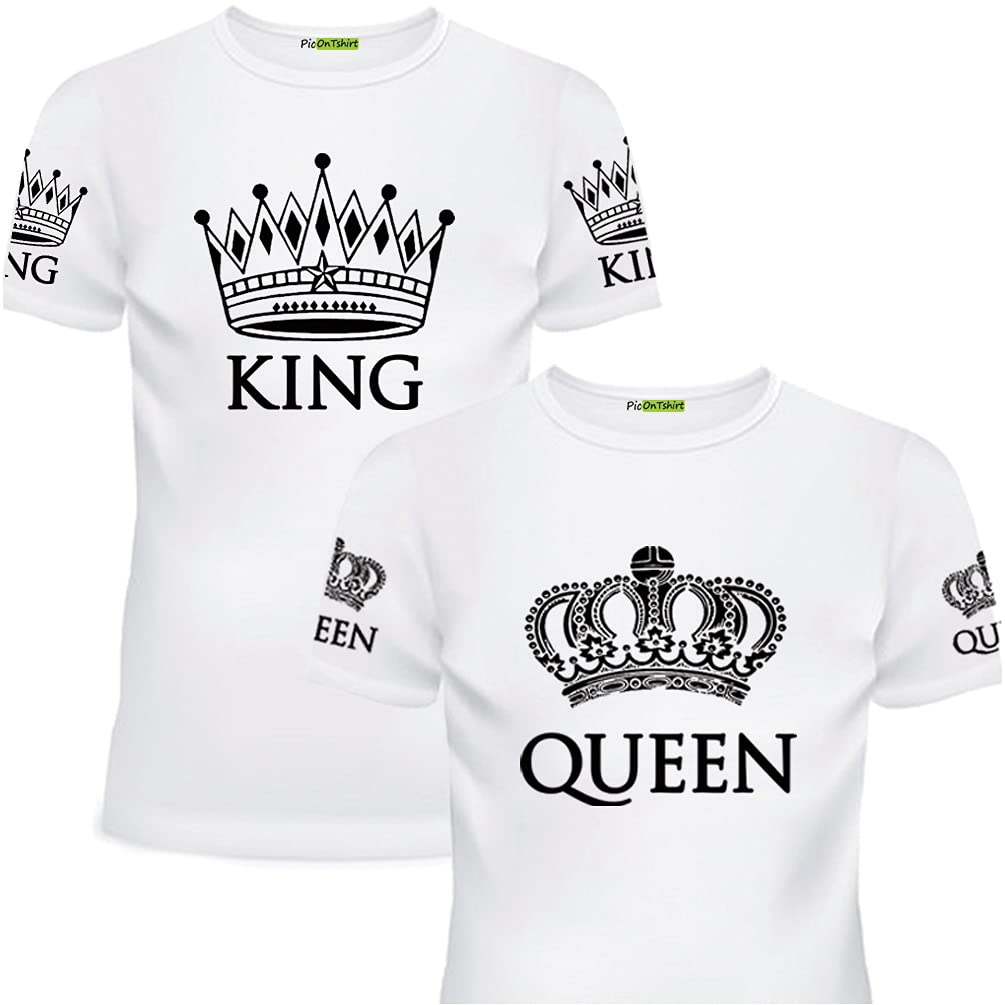King and Queen Matching Couple T-Shirts Set for Him and Her - Perfect for Anniversaries, Date Nights & Couple Photos
