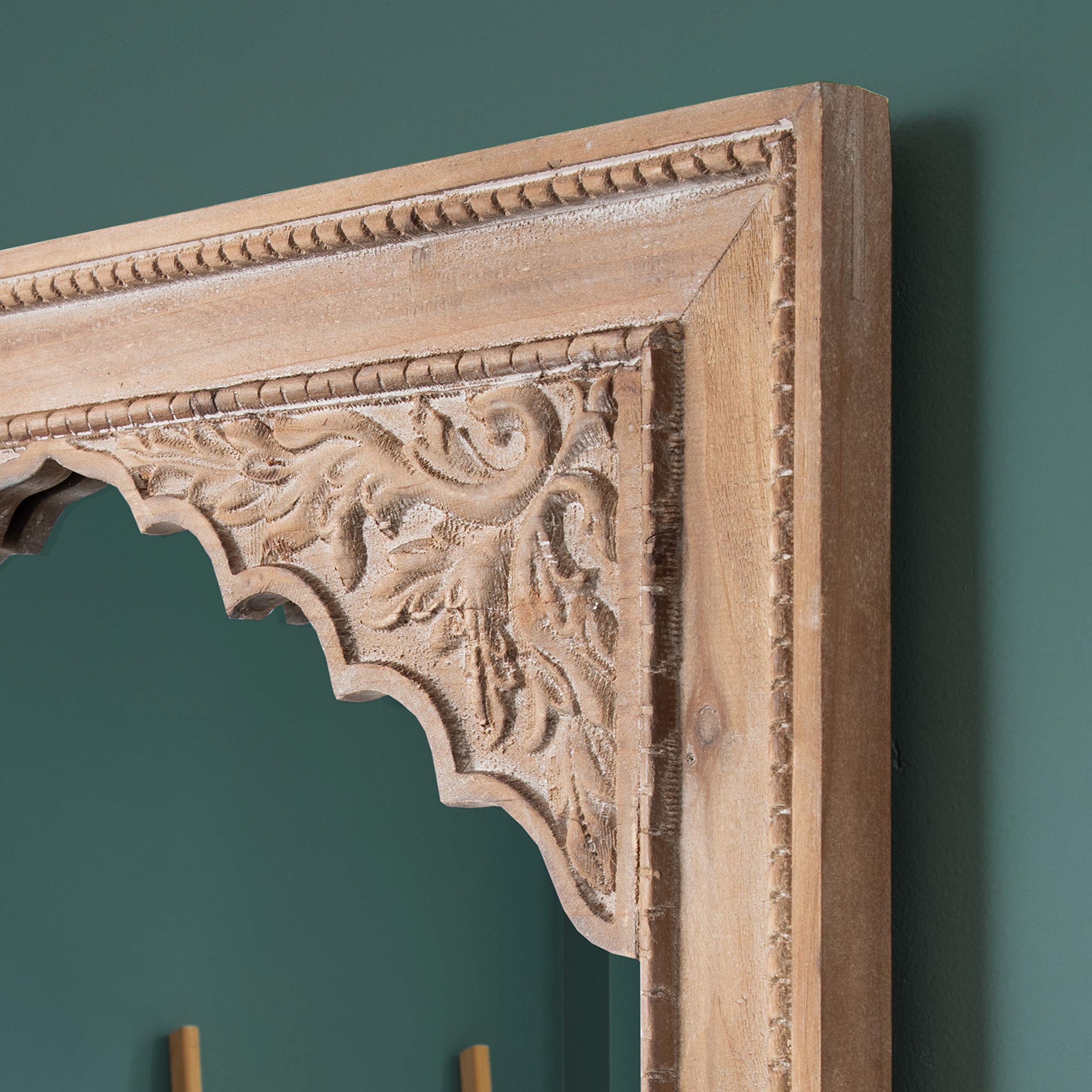 Kate and Laurel Shivani Boho Wall Mirror - 24x36 Inches, Rustic Brown Farmhouse Decor with Ornate Detailing - Perfect for Living Room, Bedroom, or Entryway Wall Decor