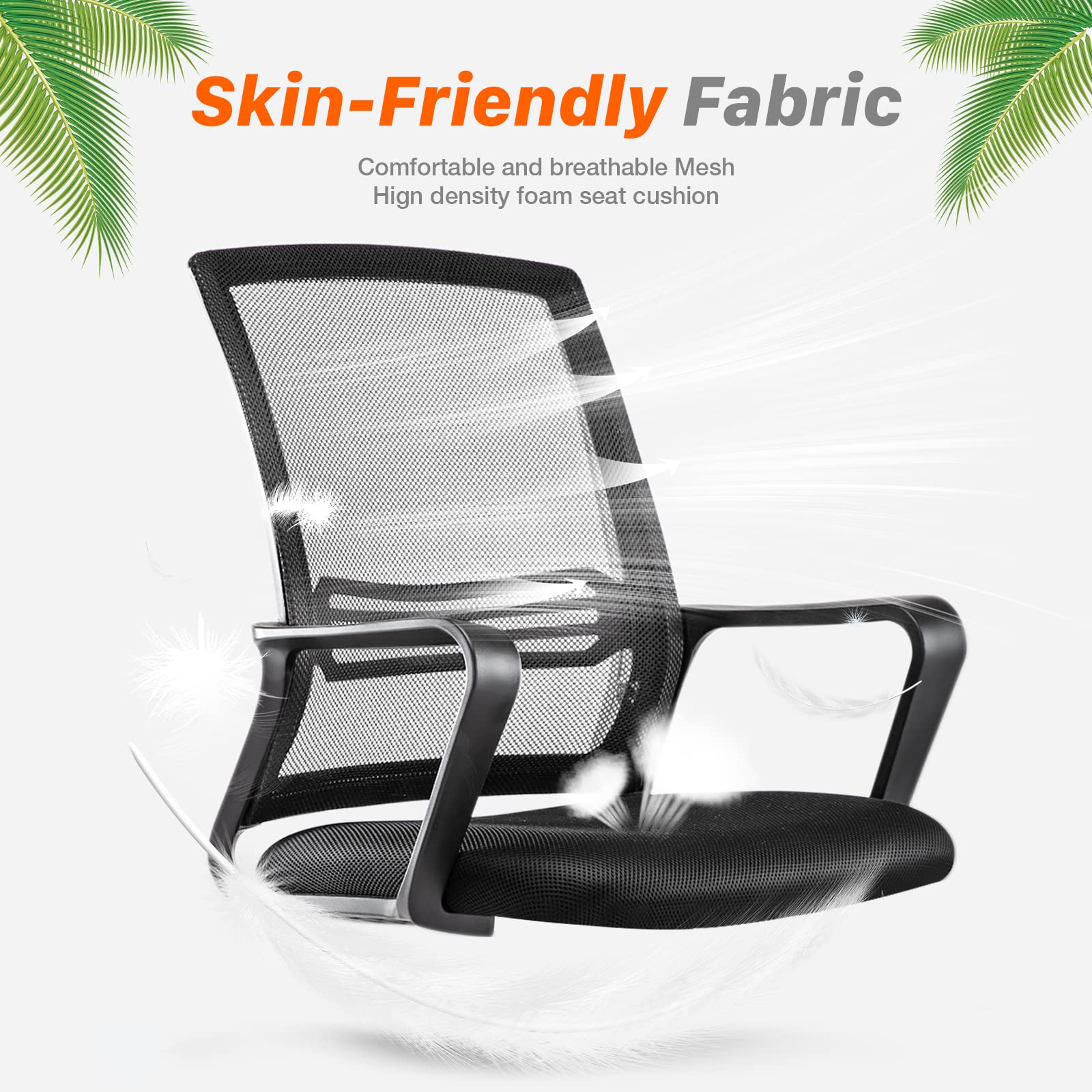 Ergonomic AFO Task Mid-Back Office Chair with Lumbar Support - Dark Black - Perfect for Home Office, Gaming & Workspaces