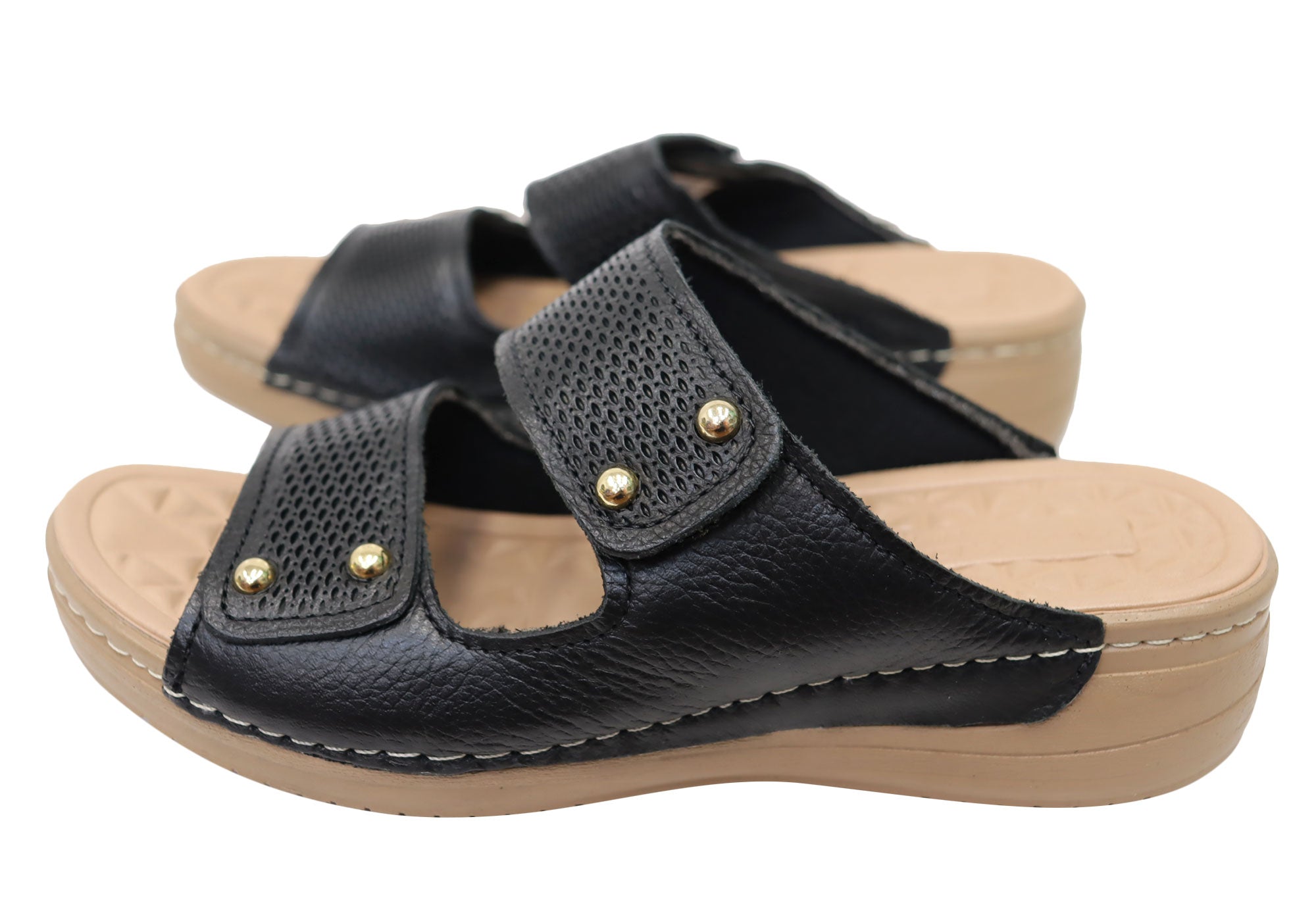 Pegada Mya Women's Comfortable Leather Slides Sandals - Handmade in Brazil - Perfect for Beach, Pool & Summer Casual Wear
