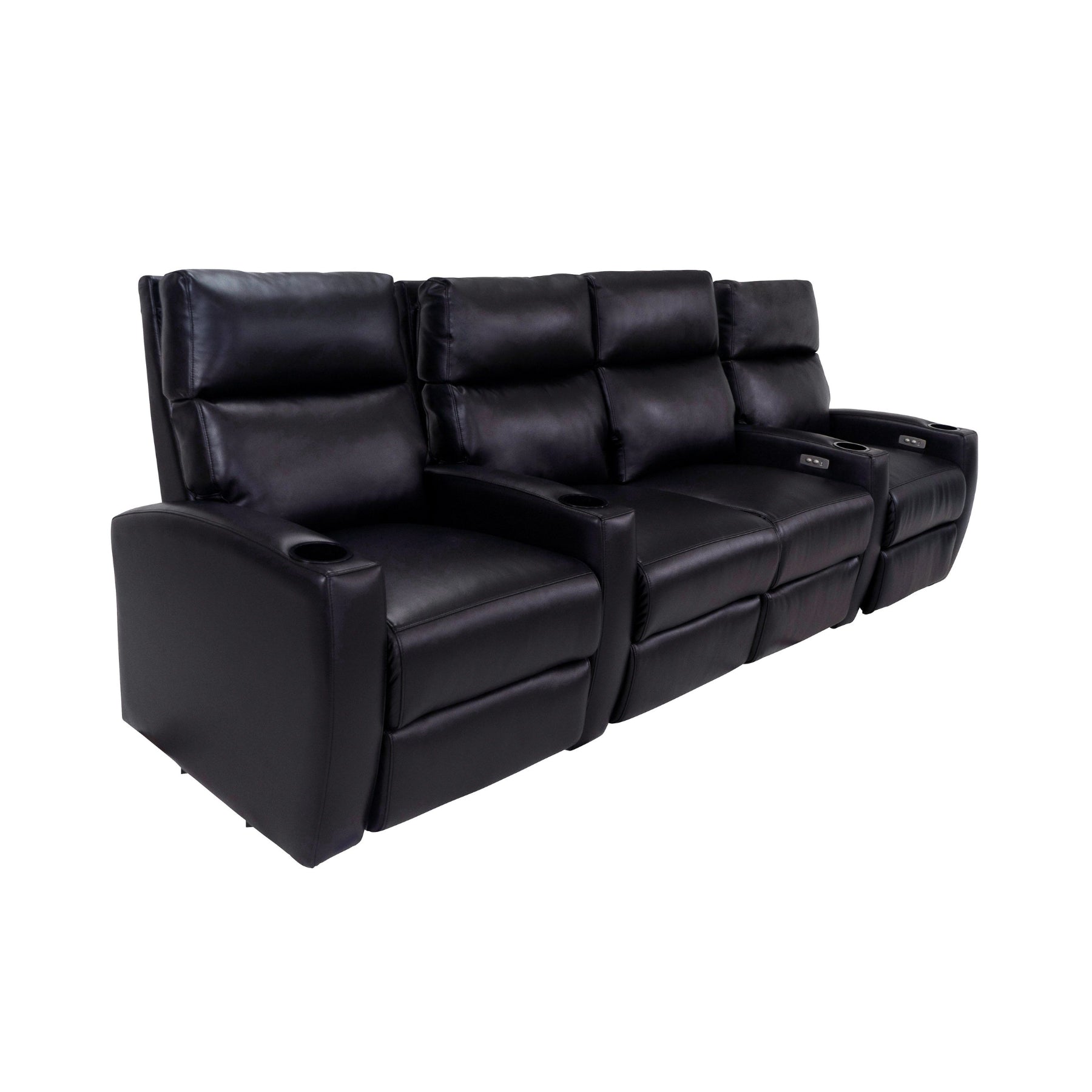 RowOne 4-Piece Recliner Set - Ultra Soft Fabric Sectional Sofa with Cup Holders and USB Ports | Perfect for Living Room, Home Theater, and Family Gatherings