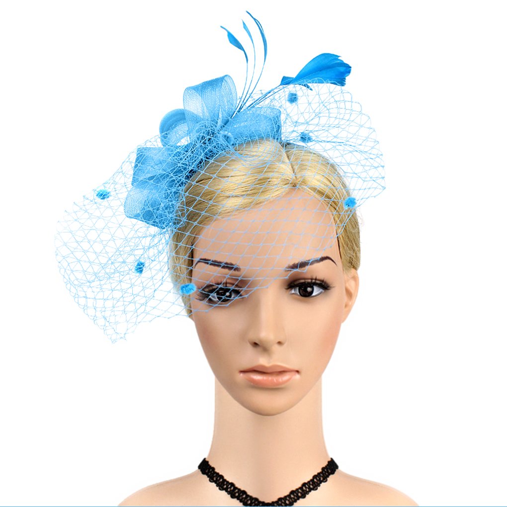 Elegant Mesh Flower Feather Fascinator Hat - Bridal Headpiece Hair Clip for Weddings, Cocktail Parties & Royal Ascot Events | Women's Fashion Hair Accessories