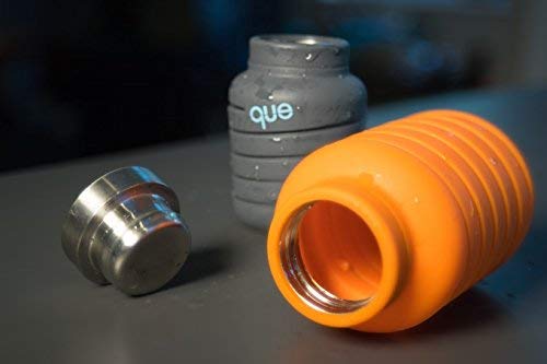 Que Bottle - Collapsible 12oz Reusable Water Bottle, Leak-Proof & Portable for Travel, Hiking, Gym - Metallic Charcoal (BPA Free Eco-Friendly Design)