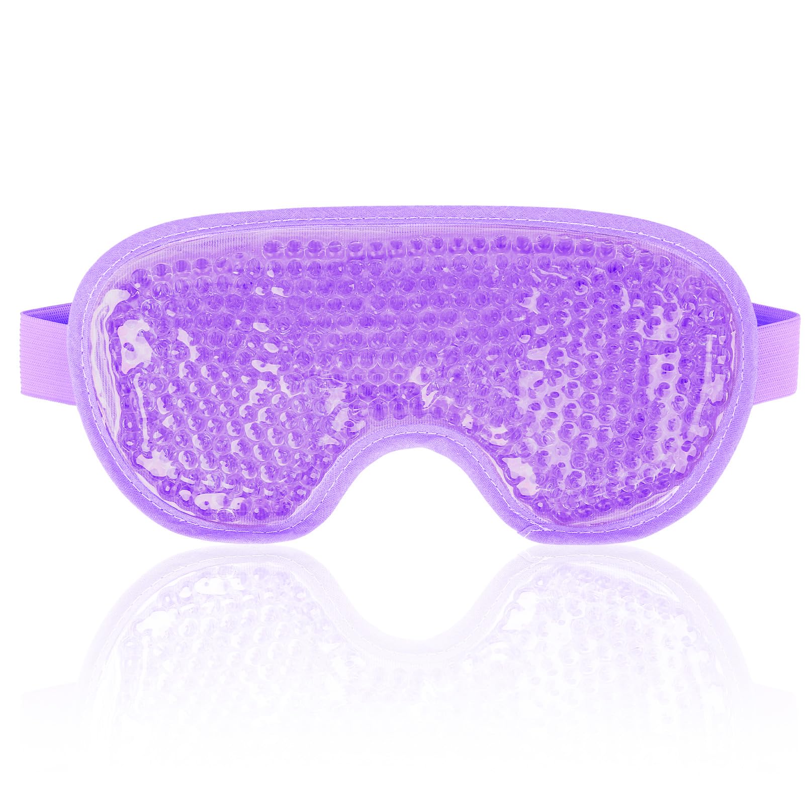 Cooling Gel Eye Mask for Puffy Eyes & Dark Circles Relief - Reusable Cold Compress with Soft Plush Backing for Migraine, Stress & Tired Eyes - Perfect for Sleeping, Travel & Office Use - Purple