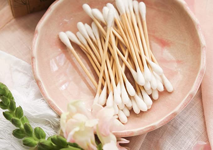 Anshri 500 Count Bamboo Cotton Swabs - 100% Natural Eco-Friendly Cotton Buds for Adults & Babies | Gentle Ear Cleaning, Makeup Application, First Aid & Crafting