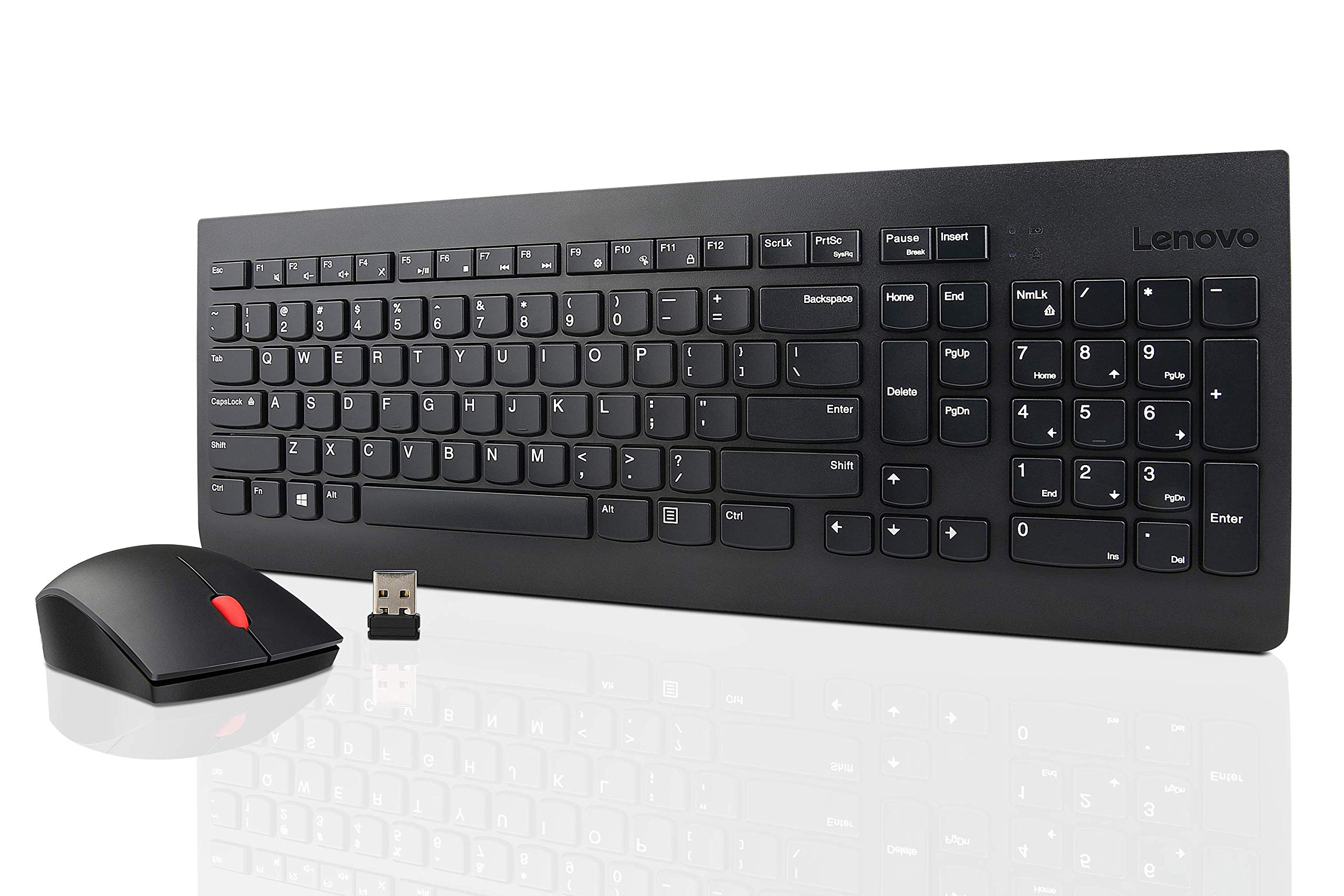 Lenovo USB-C 7-in-1 Hub with 510 Wireless Keyboard & Mouse Combo - 2.4GHz Nano Receiver, Full-Size Ergonomic Keyboard, 1200DPI Optical Mouse - Black (GX30N81775) - Perfect for Home Office, Gaming & Productivity