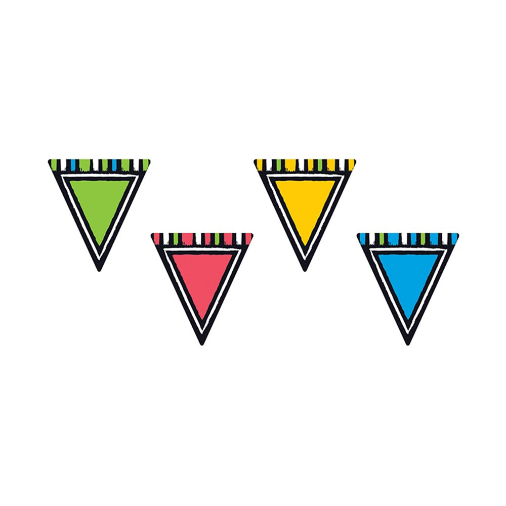 Bold Strokes Pennants Classic Accents Variety Pack - 36 Count | Colorful Classroom & Party Decorations for Bulletin Boards, Sports Events & Home Decor