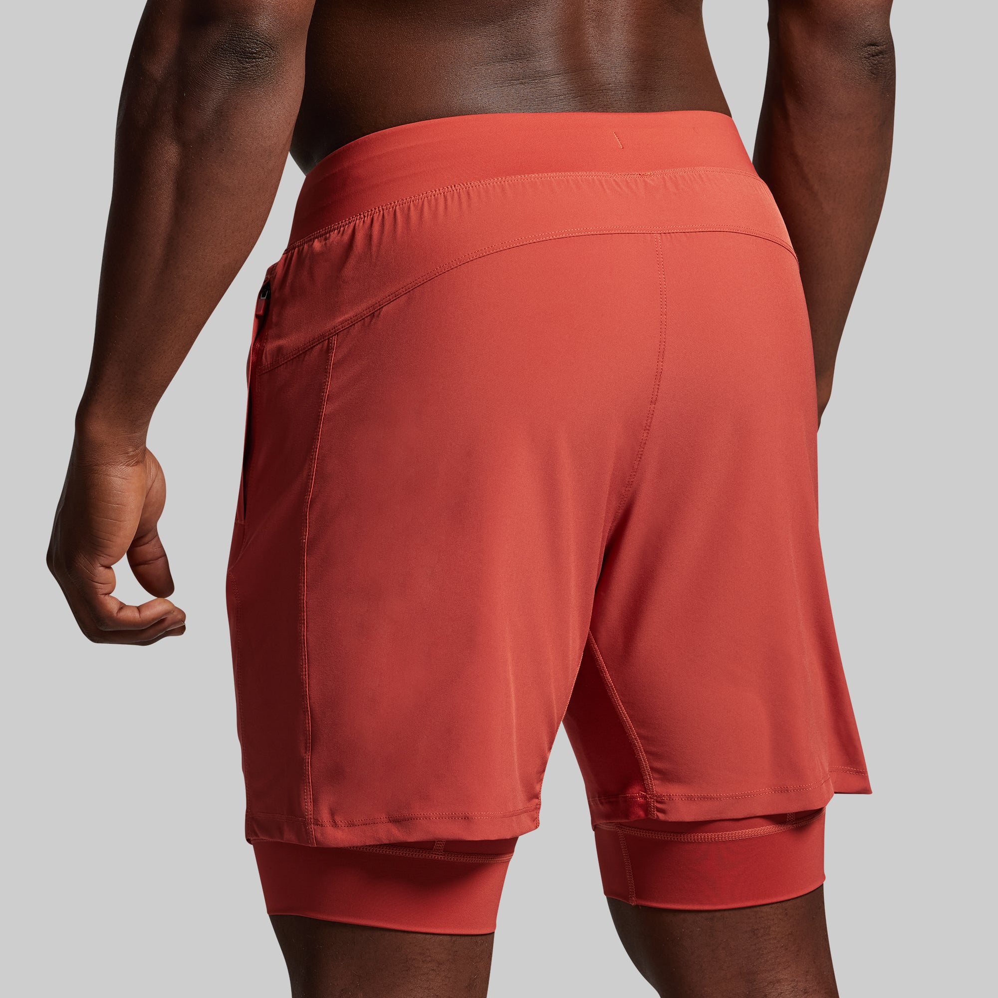 Versatile Compression Shorts for Men & Women - 7-Inch Workout Running Gym Shorts (Brick Red) - Perfect for Training, Jogging & Active Lifestyle