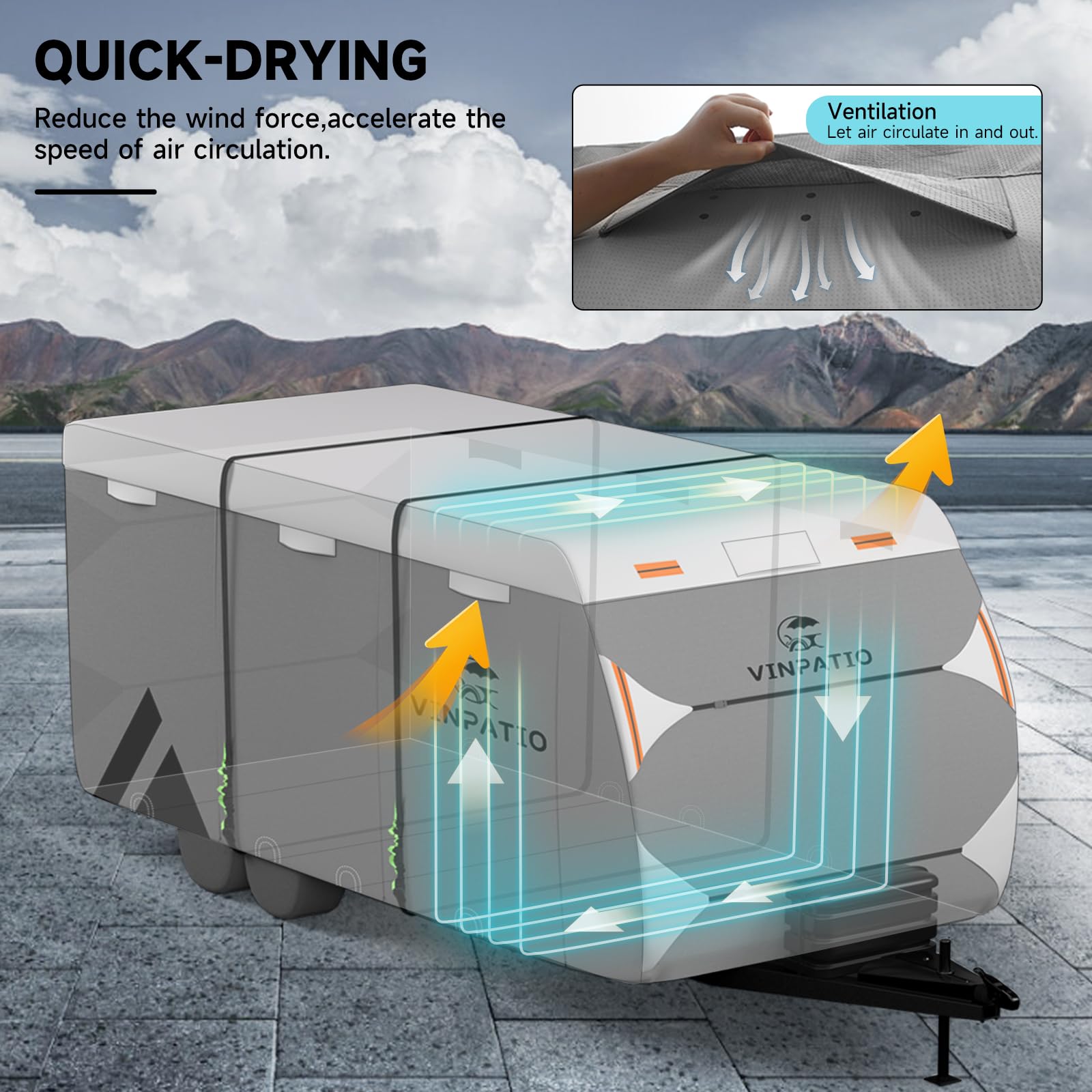Heavy Duty 7-Layer RV & Travel Trailer Cover with 4 Tire Covers - Waterproof, UV Resistant for 24'-27' Campers, Toy Haulers | Includes Windproof Straps, Tongue Jack Cover & Gutter Covers | Perfect for Winter Storage, Outdoor Protection & Long-Term Parking