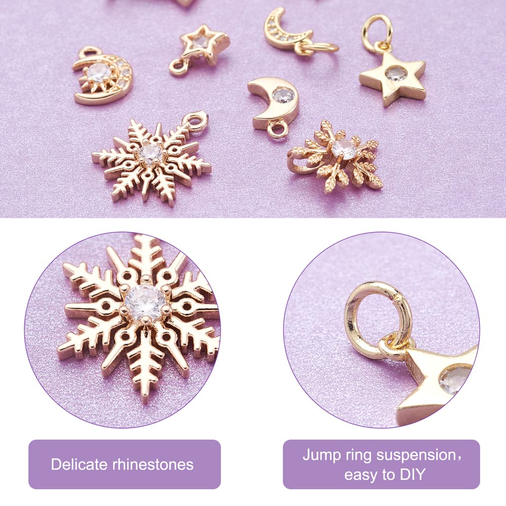 Pandahall Micro Pave Clear Cubic Zirconia Brass Gold Plated Charms - Jewelry Making Supplies for Bracelets, Earrings & Necklaces - DIY Craft Accessories for Women (Perfect for Gift Giving, Party Favors & Handmade Jewelry Designs)