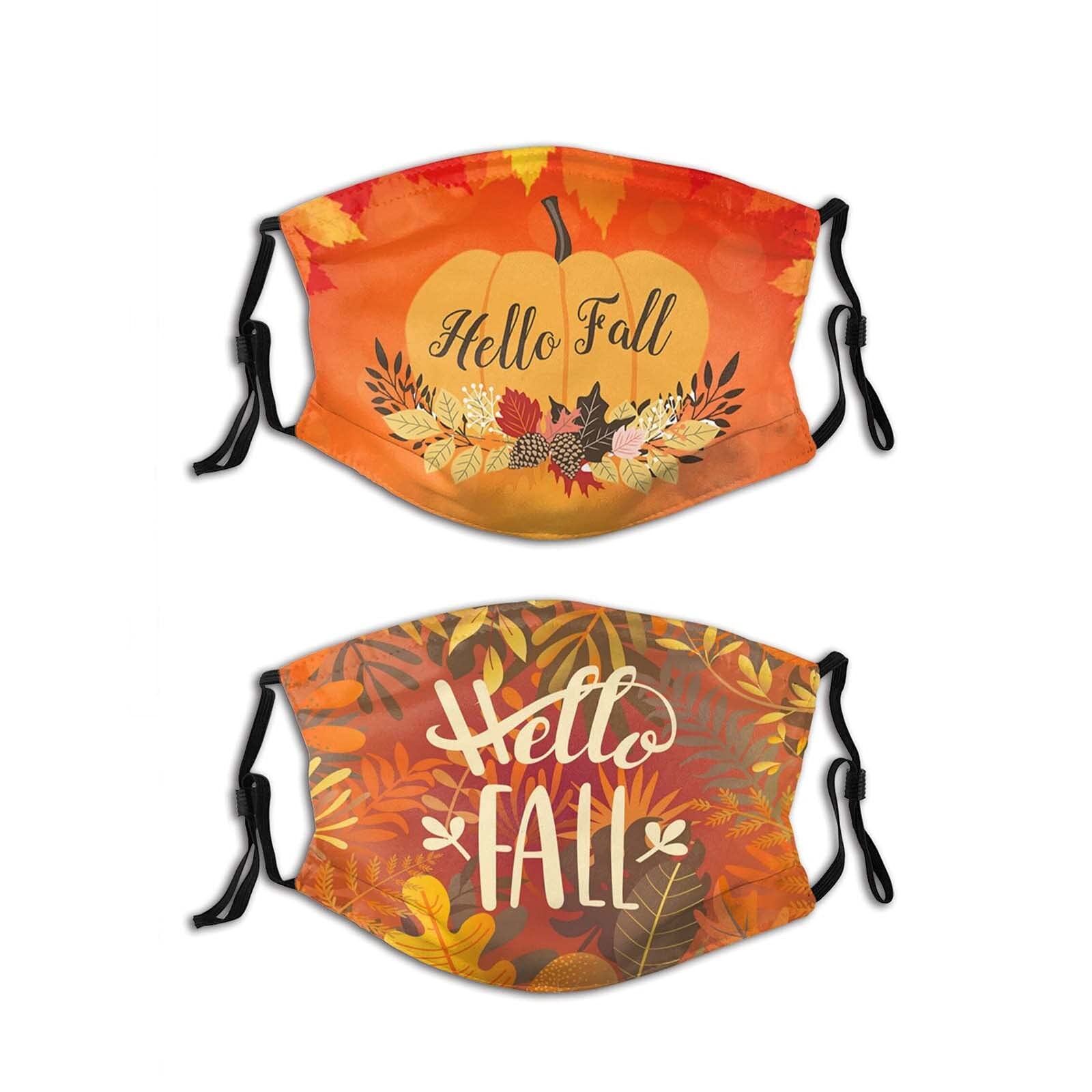 2Pcs Reusable Fall Face Mask with Filter Pocket - Adjustable for Men & Women - Outdoor & Travel