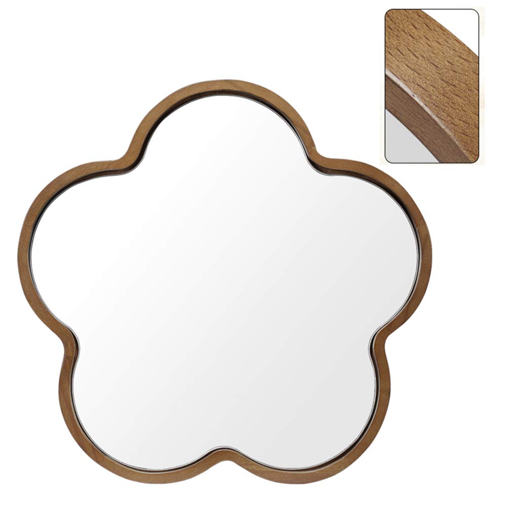 Premium Solid Wood Wall-Mounted Bathroom Mirror with Plum Wood Frame - Elegant Vanity Makeup Mirror for Bathroom, Bedroom, Living Room & Dining Room Decor | Perfect for Home Decor, Makeup Application & Interior Design Enhancement