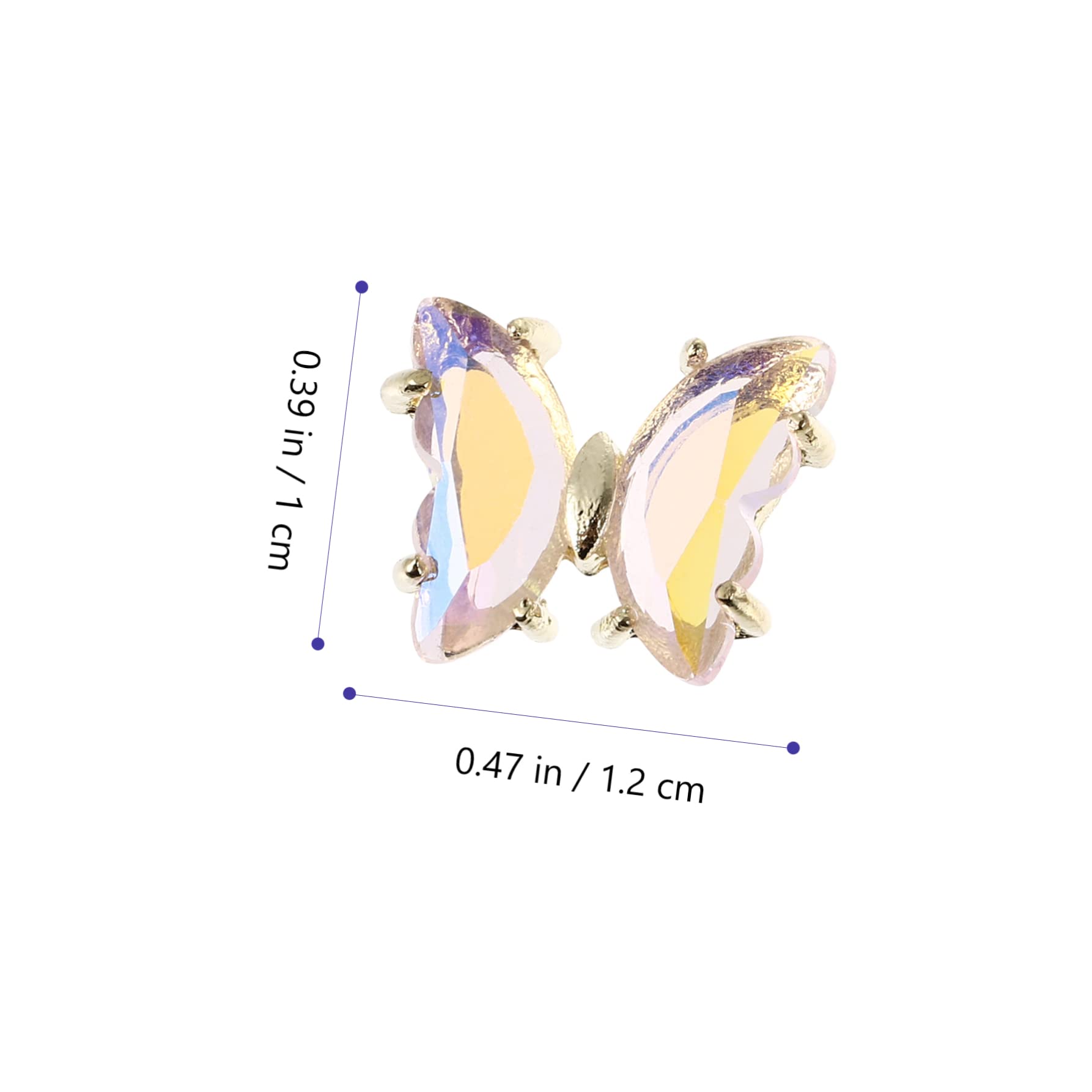 LALAFINA 200 Pcs 3D Butterfly Nail Studs - DIY Metal Nail Jewelry Charms with Crystal Zircon for Nail Art, Phone Case Decoration & Craft Projects | Perfect for Manicures, Gift Making and Creative DIY Accessories