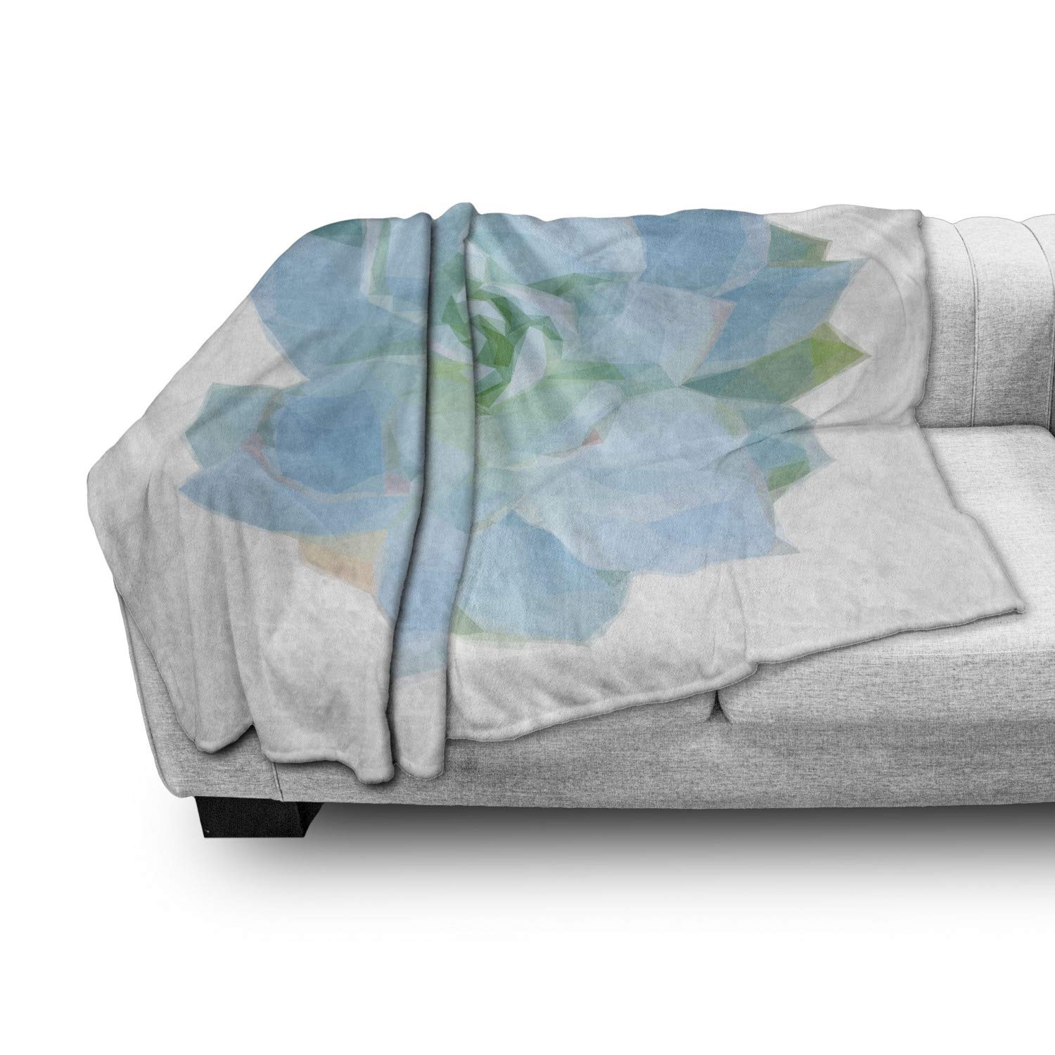 Ambesonne Agave Throw Blanket - Soft Flannel Fleece Polygonal Botanical Blossom Design, 60