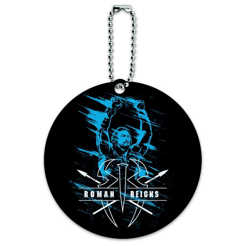 WWE Roman Reigns Themed Round Luggage ID Tag - Durable Suitcase Name Tag for Carry-On Bags - Perfect for WWE Fans, Travel Enthusiasts, and Gift Giving