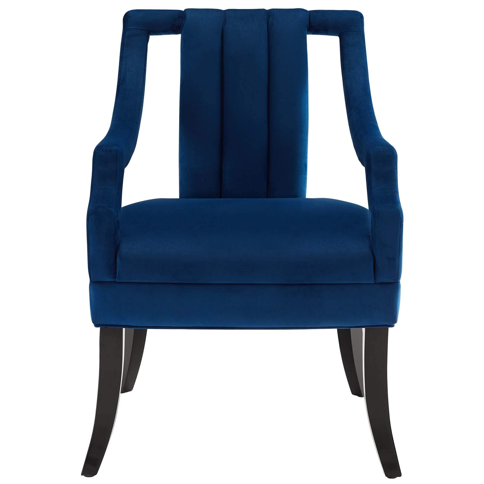 Modern Velvet Accent Chair for Living Room - Navy Blue Upholstered Wooden Lounge Side Chair - Perfect for Home, Office & Reading Nook